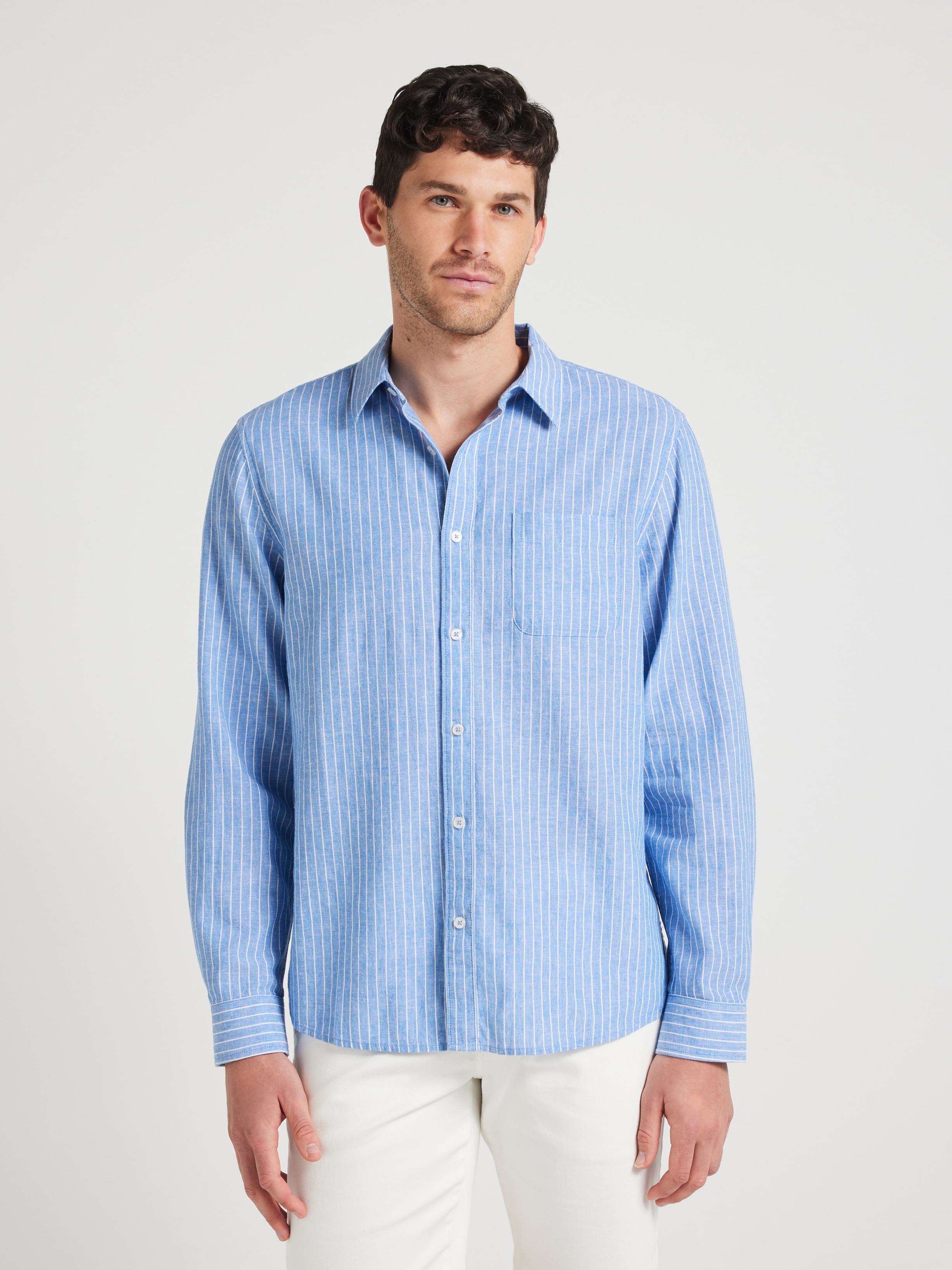 Linen Blend Stripe Shirt