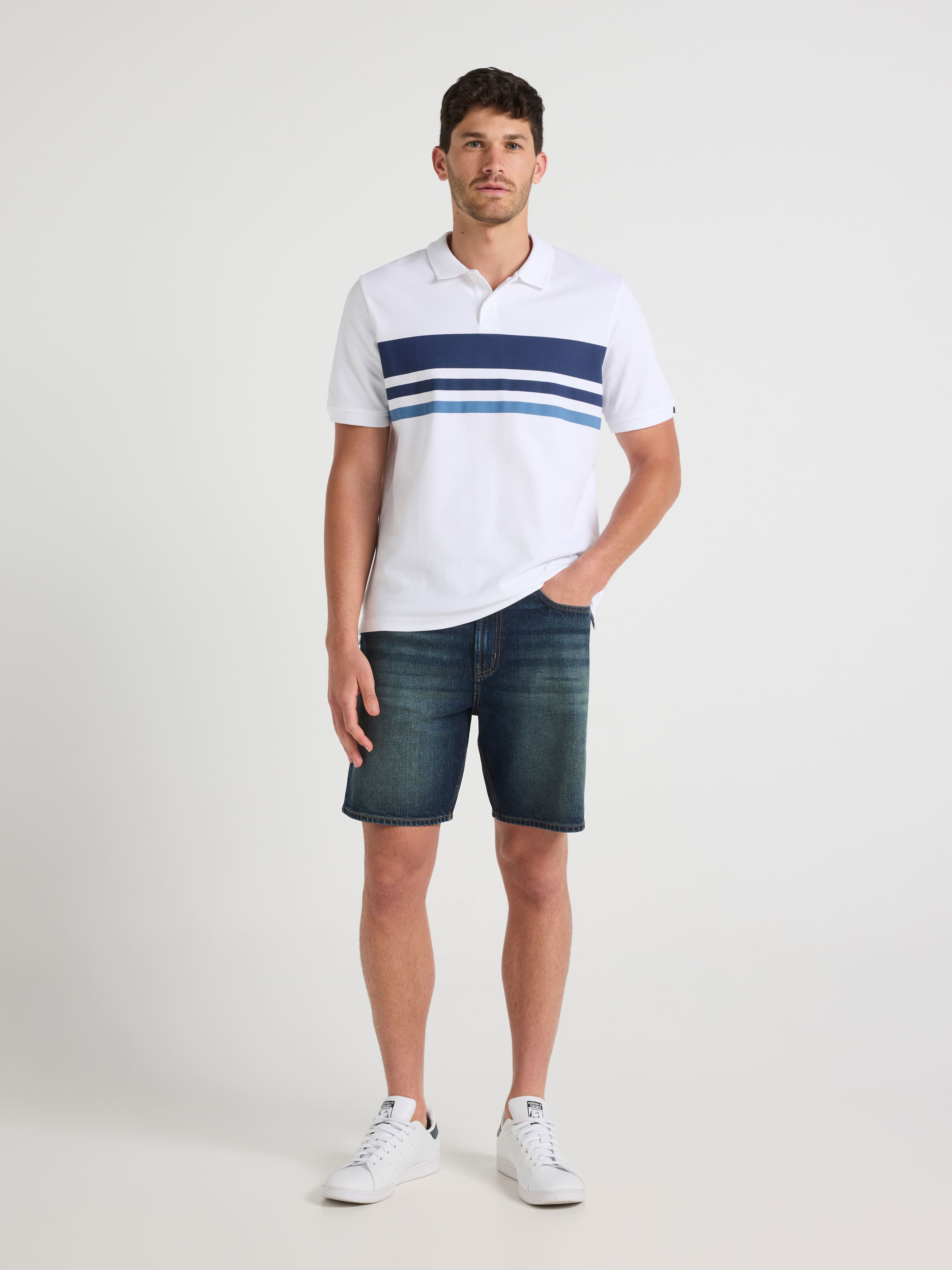 Short Sleeve Regular Chest Stripe Polo