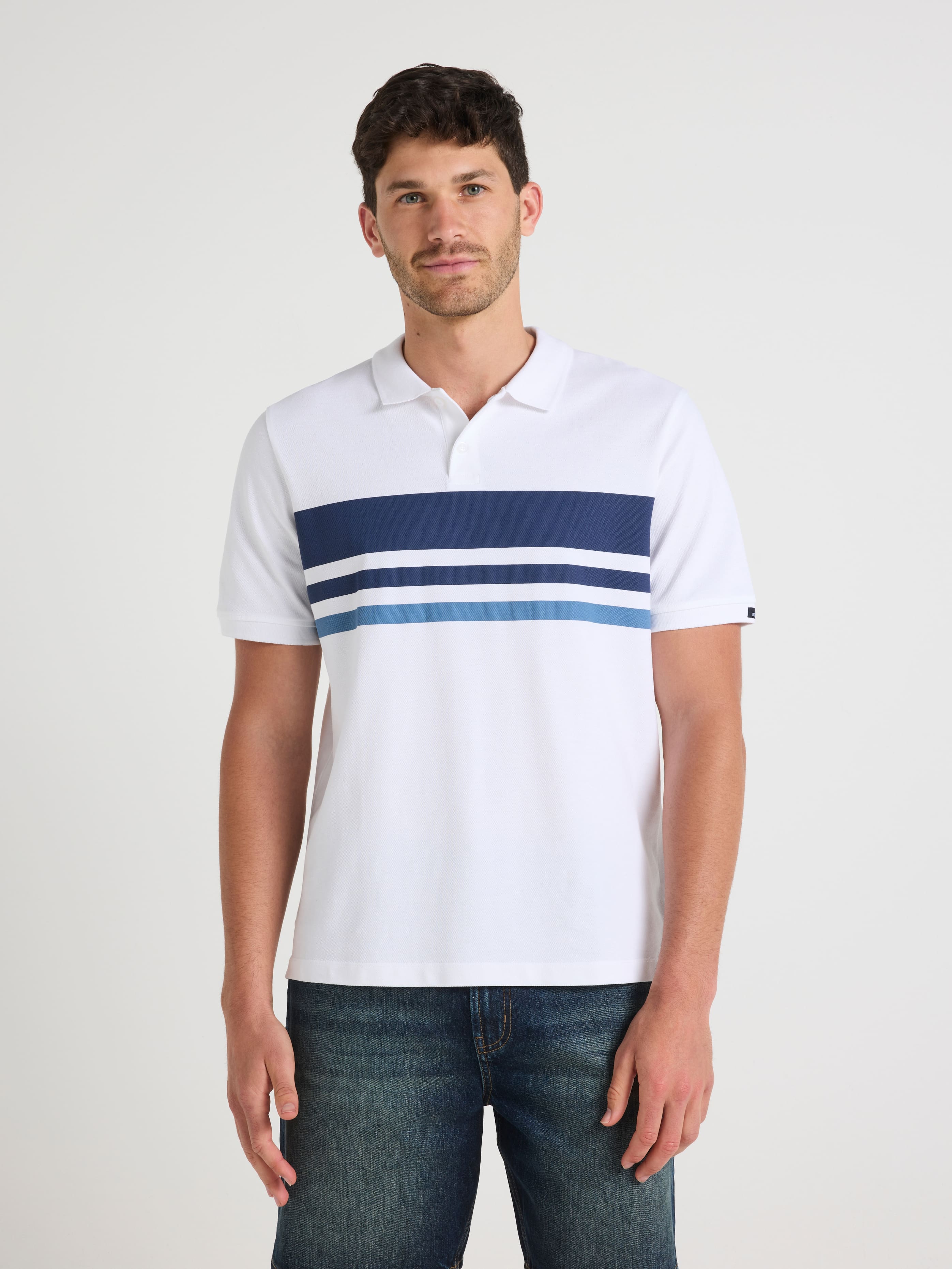 Short Sleeve Regular Chest Stripe Polo