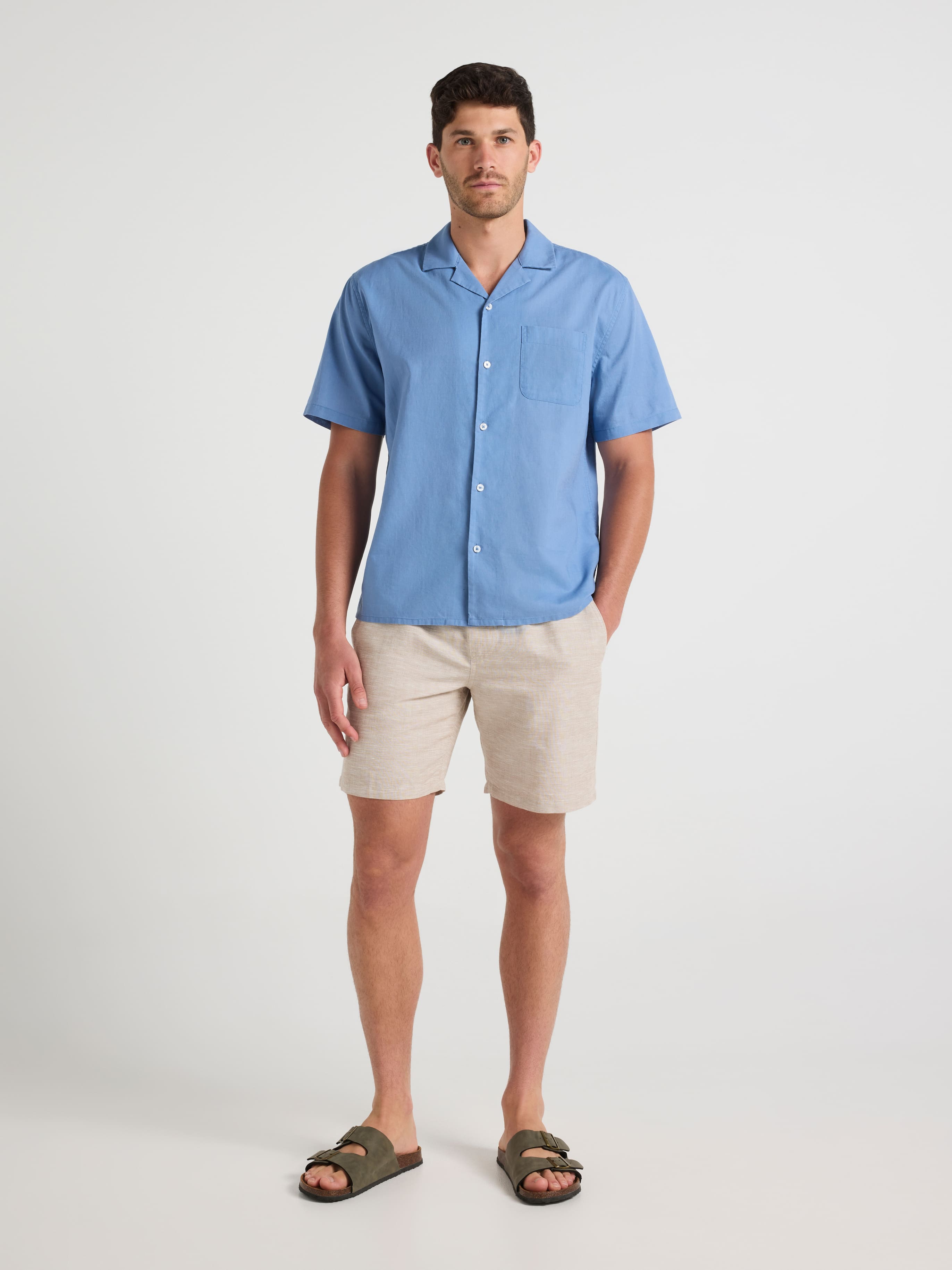 Short Sleeve Linen Blend Shirt