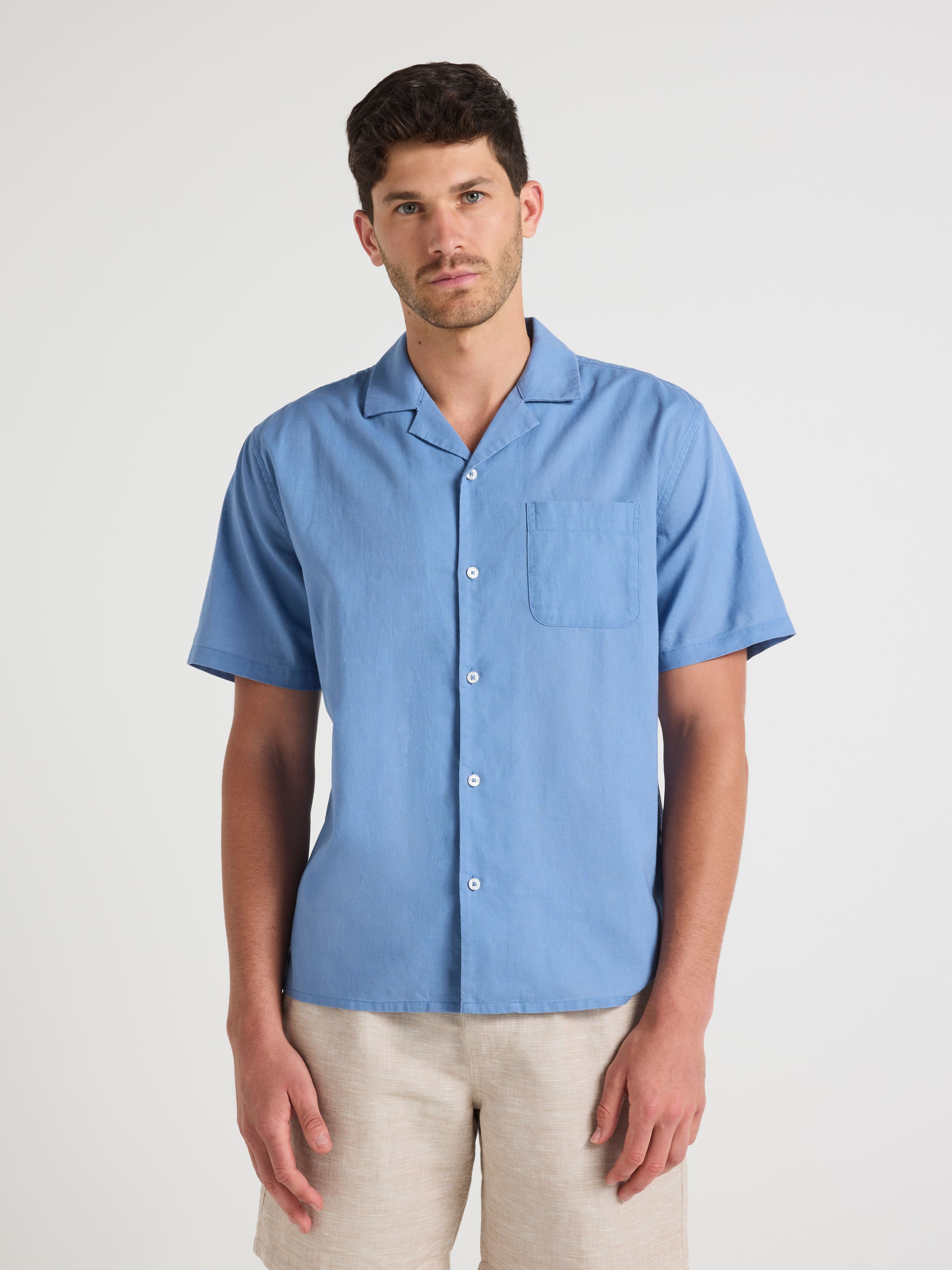 Short Sleeve Linen Blend Shirt