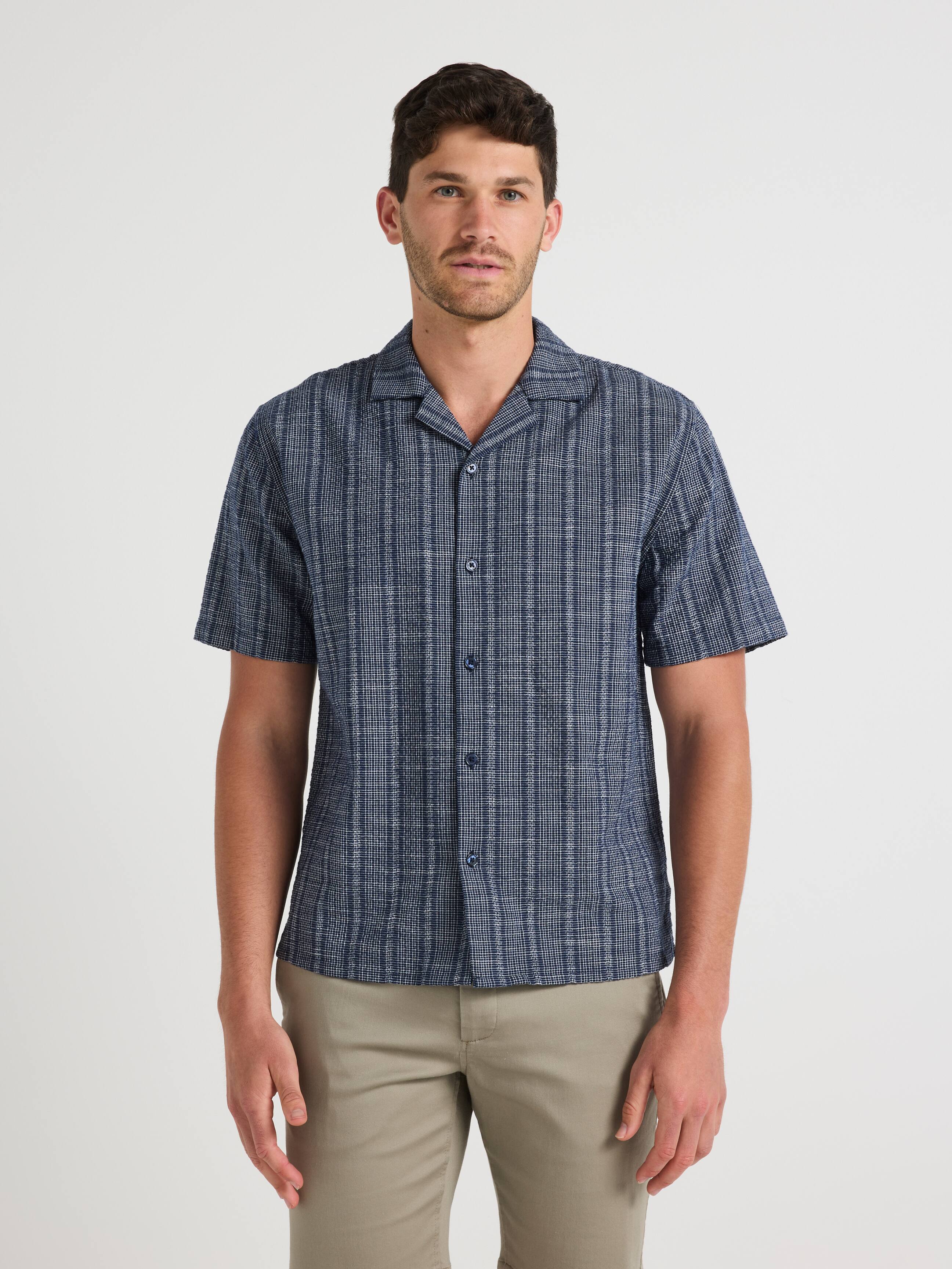 Short Sleeve Texture Check Shirt