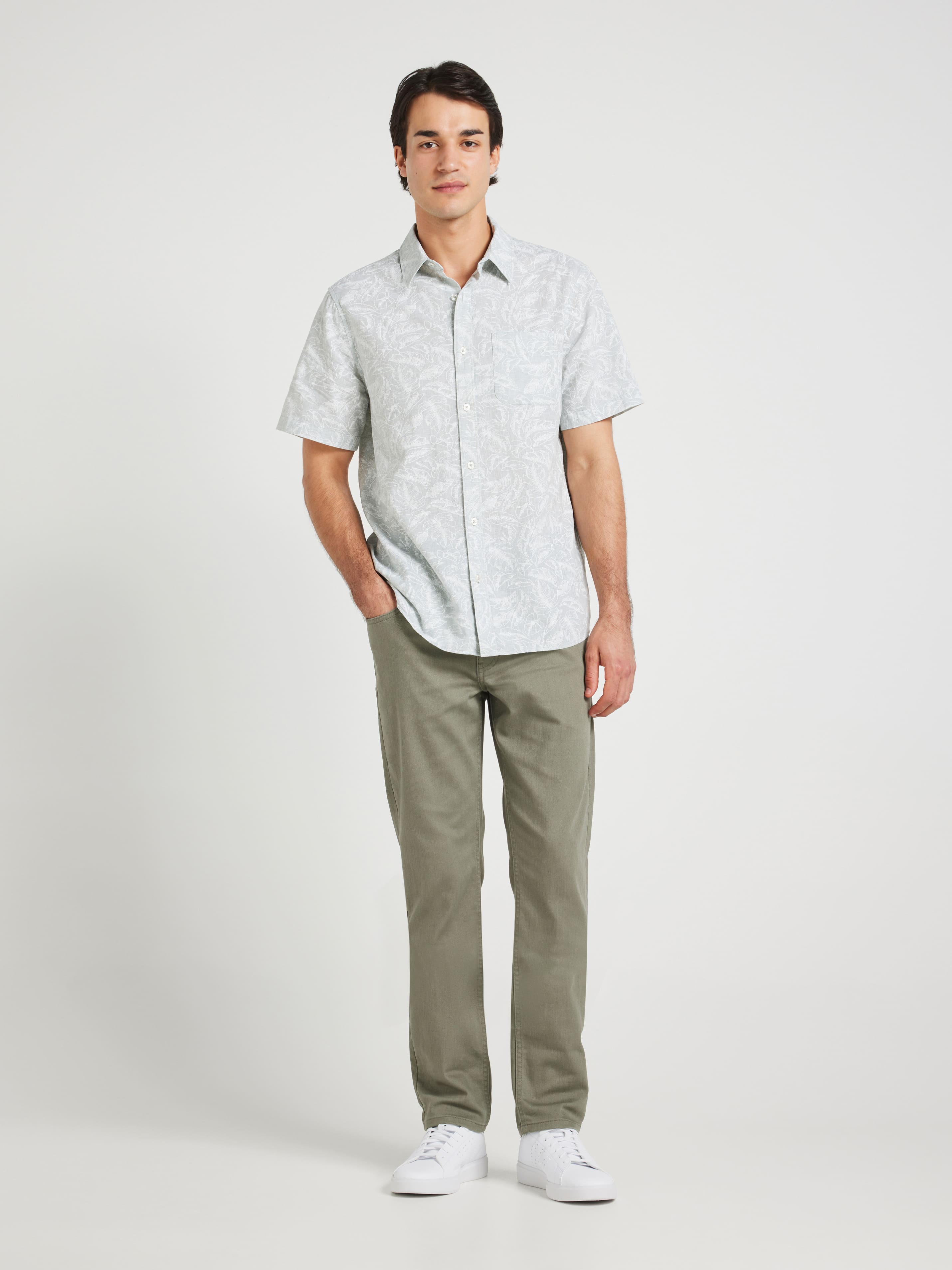 Linen Blend Print Shirt
