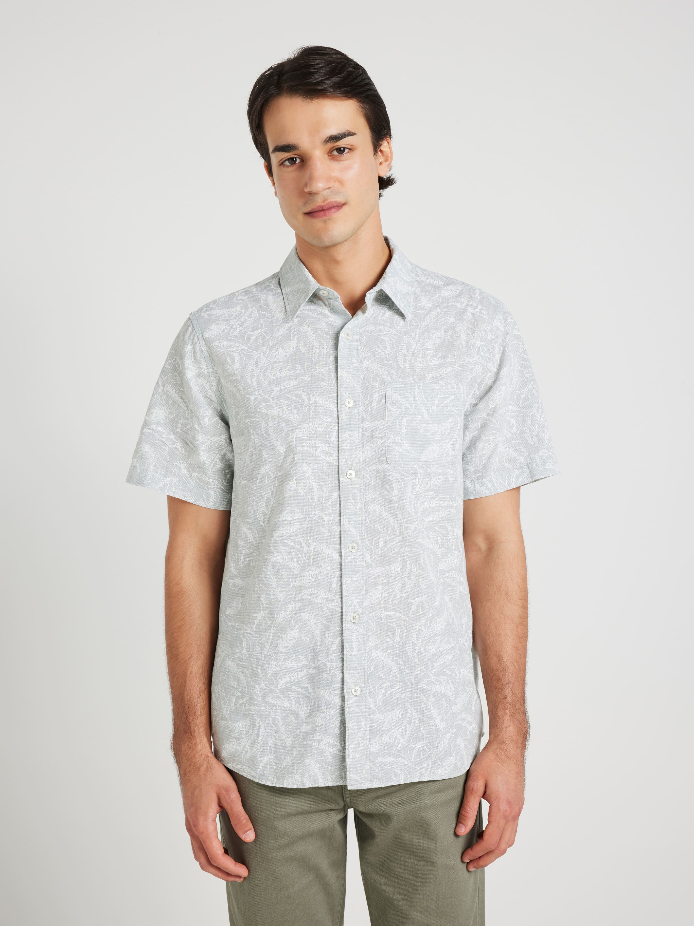 Linen Blend Print Shirt
