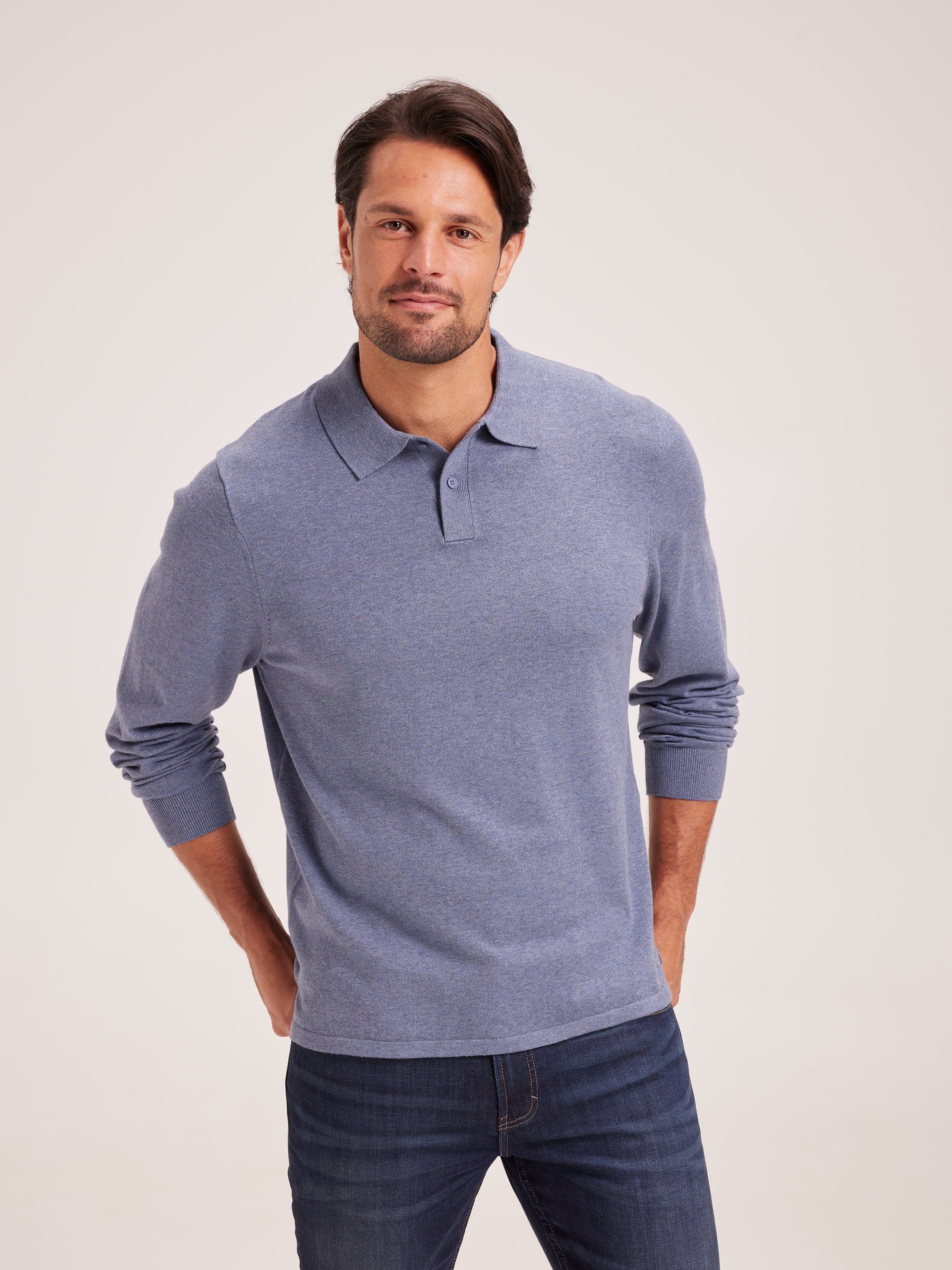 Long Sleeve Knit Polo