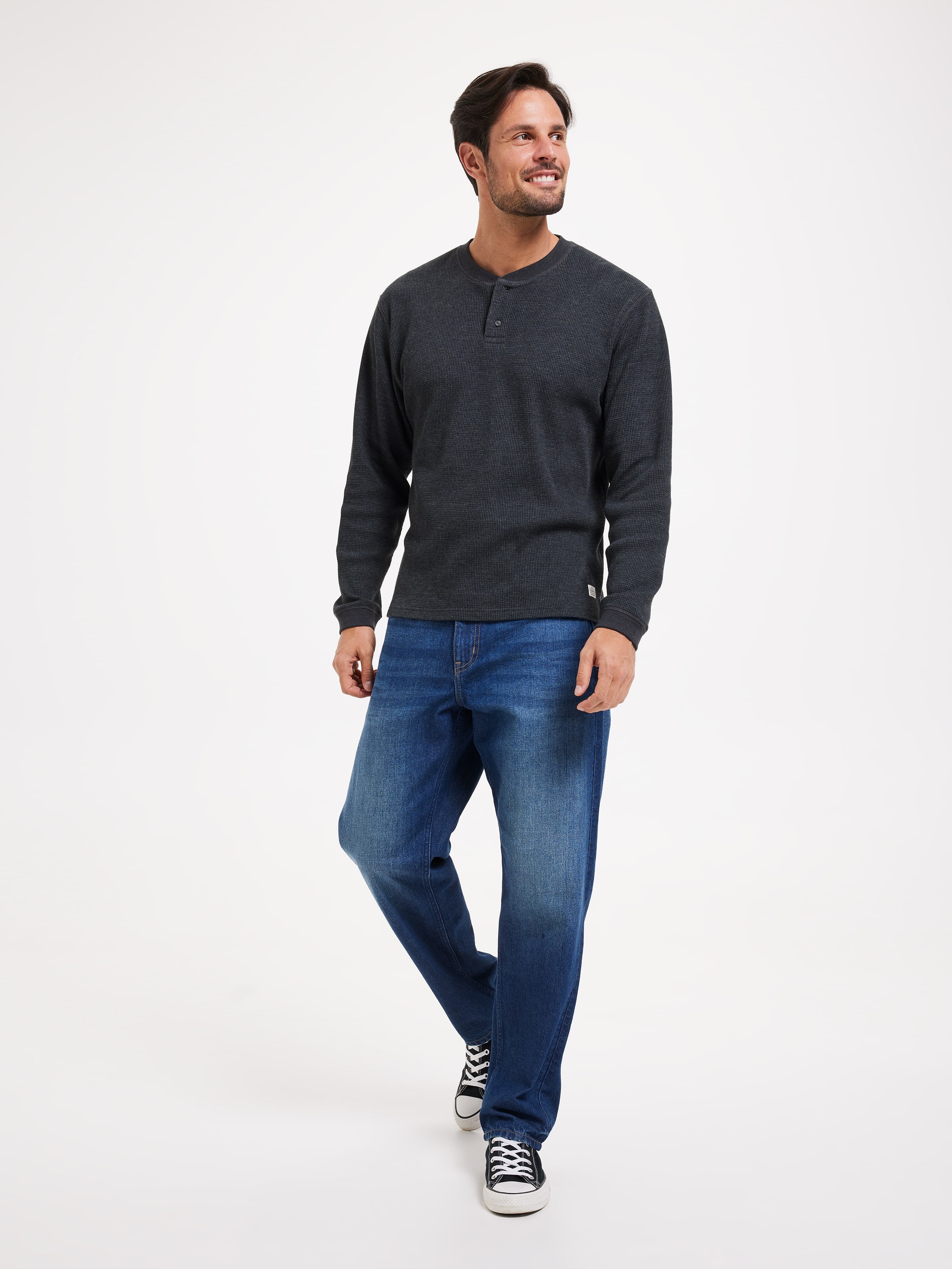 Long Sleeve Henley Waffle Tee