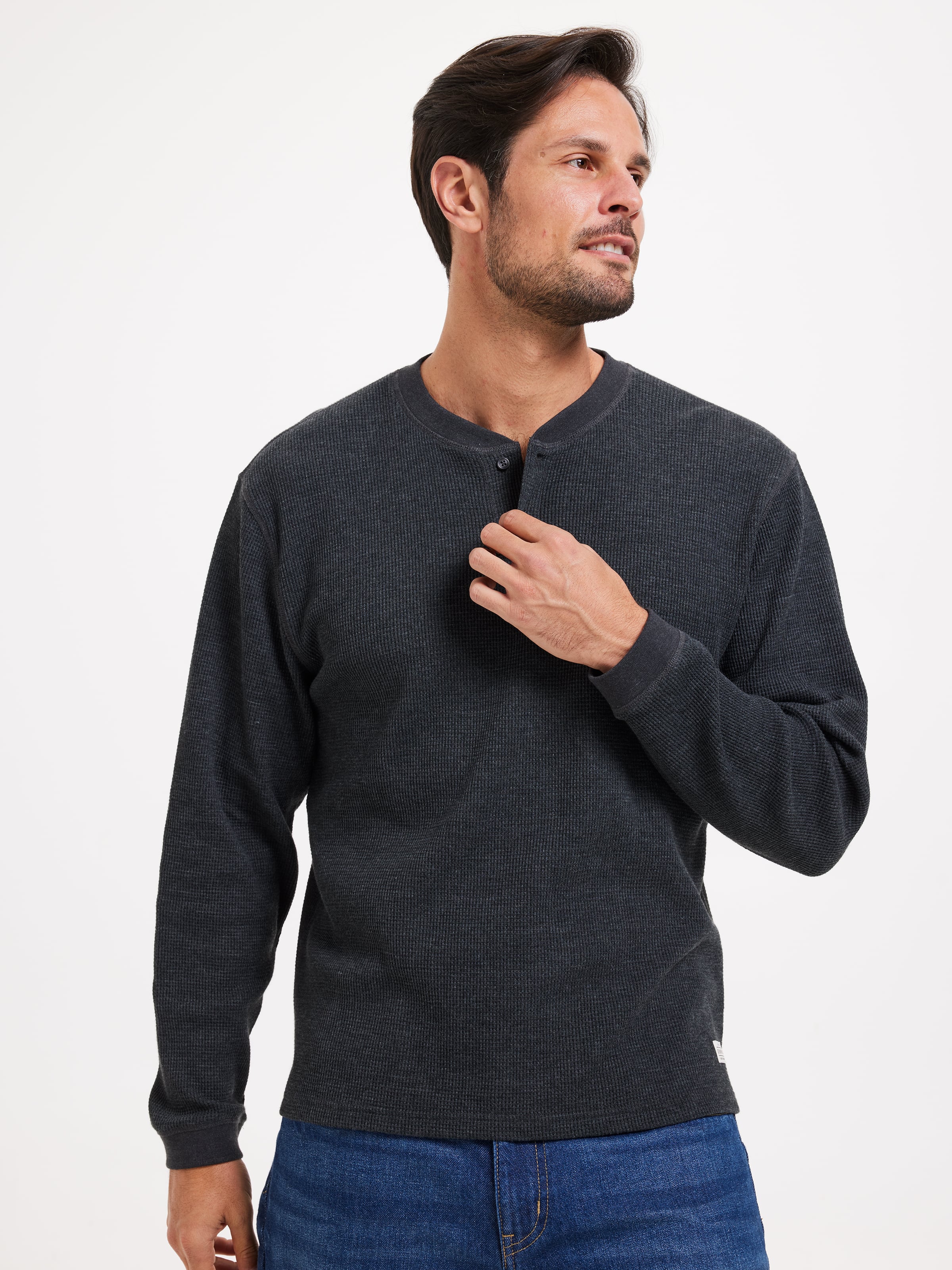 Long Sleeve Henley Waffle Tee
