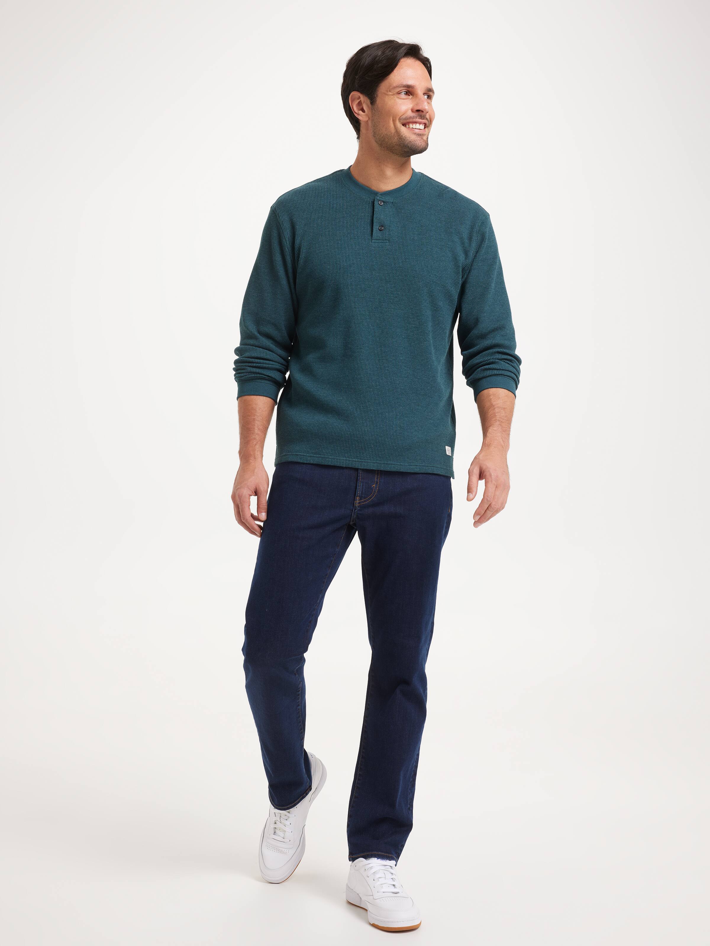 Long Sleeve Henley Waffle Tee
