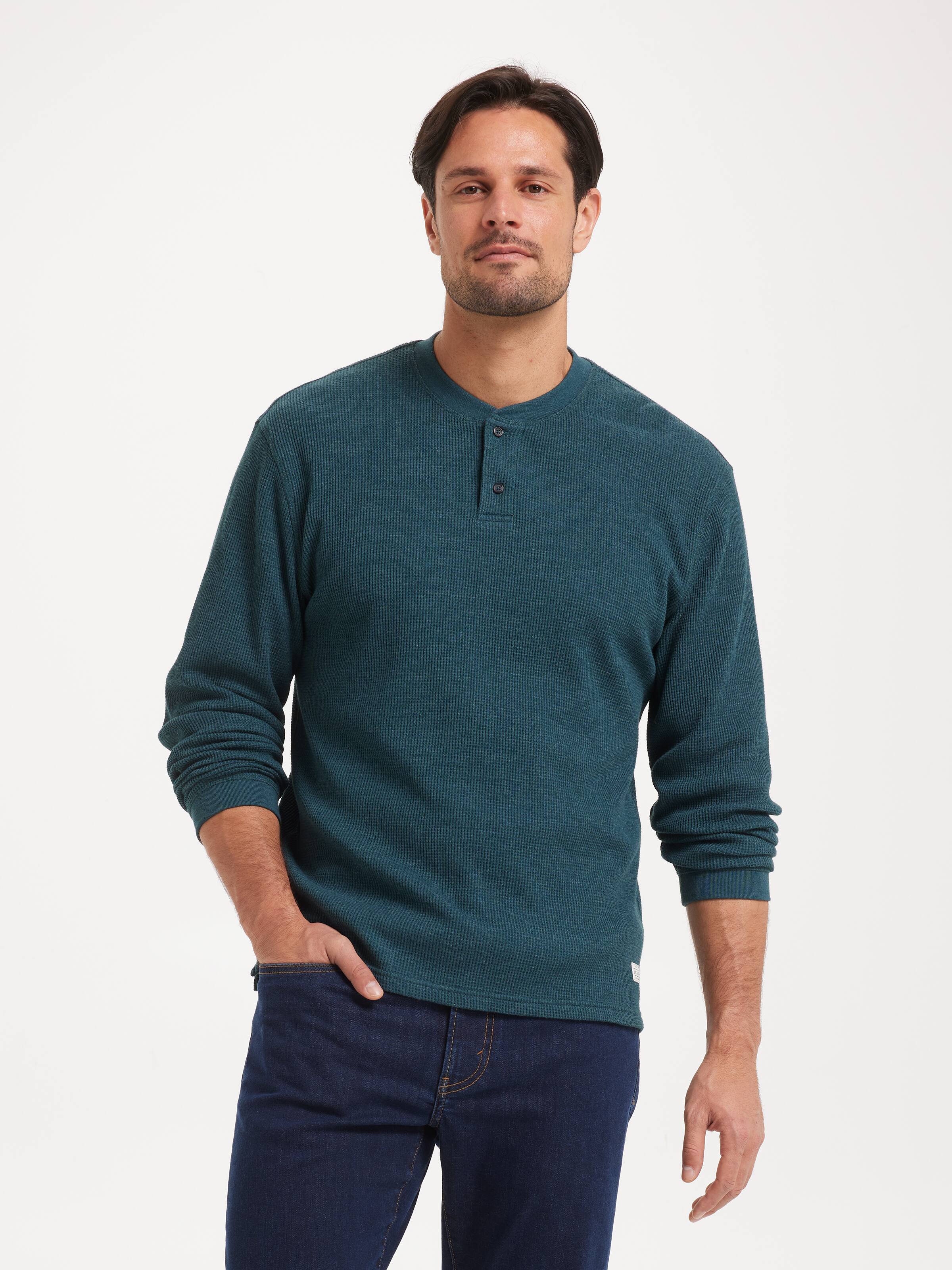 Long Sleeve Henley Waffle Tee