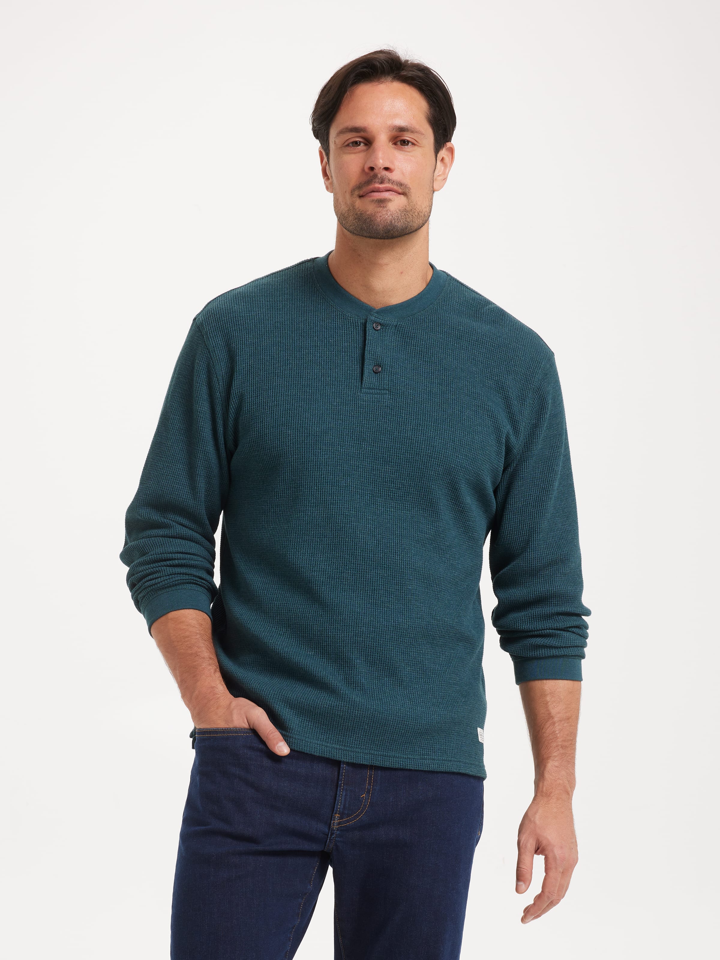 Long Sleeve Henley Waffle Tee