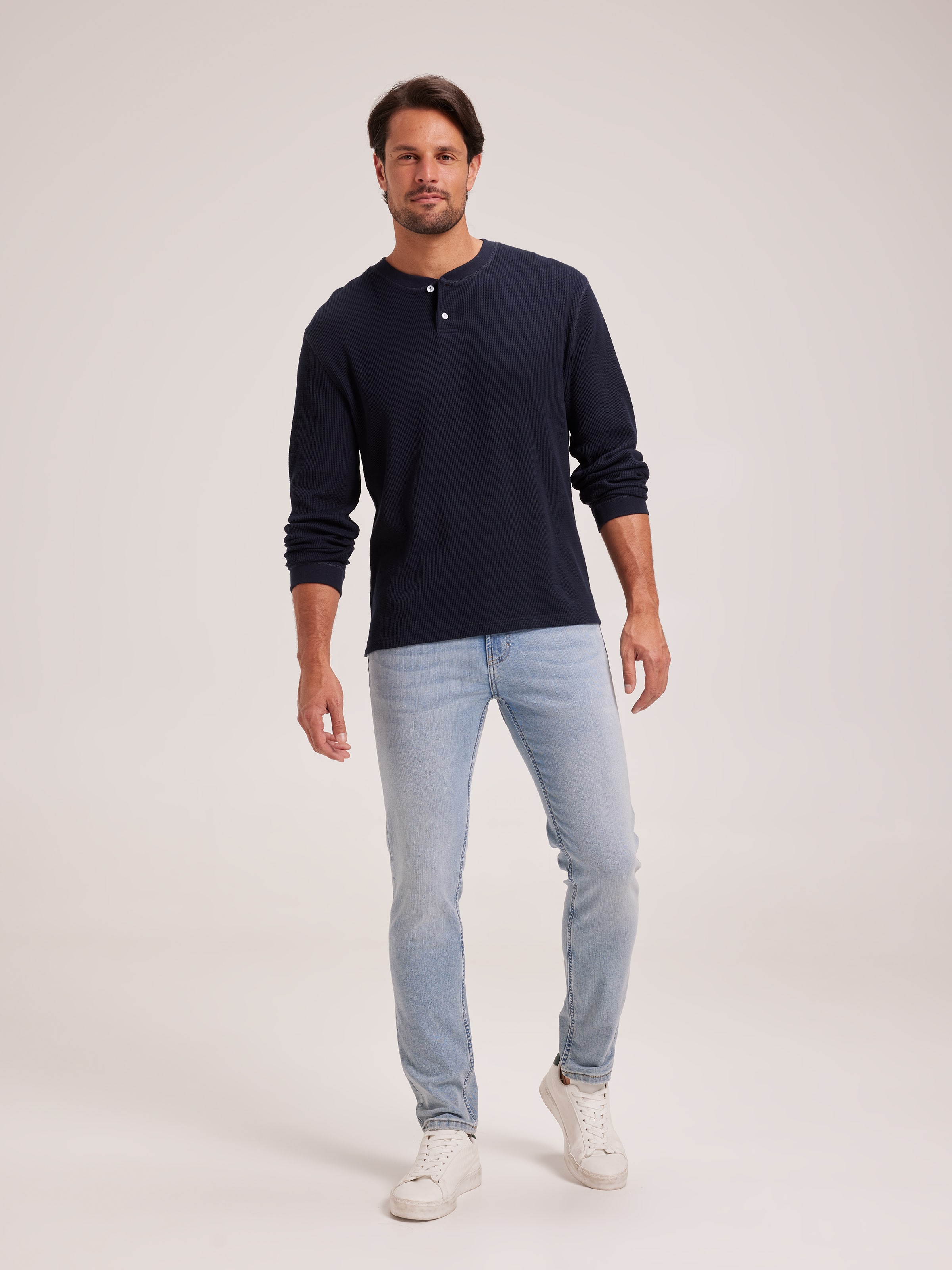 Long Sleeve Henley Waffle Tee