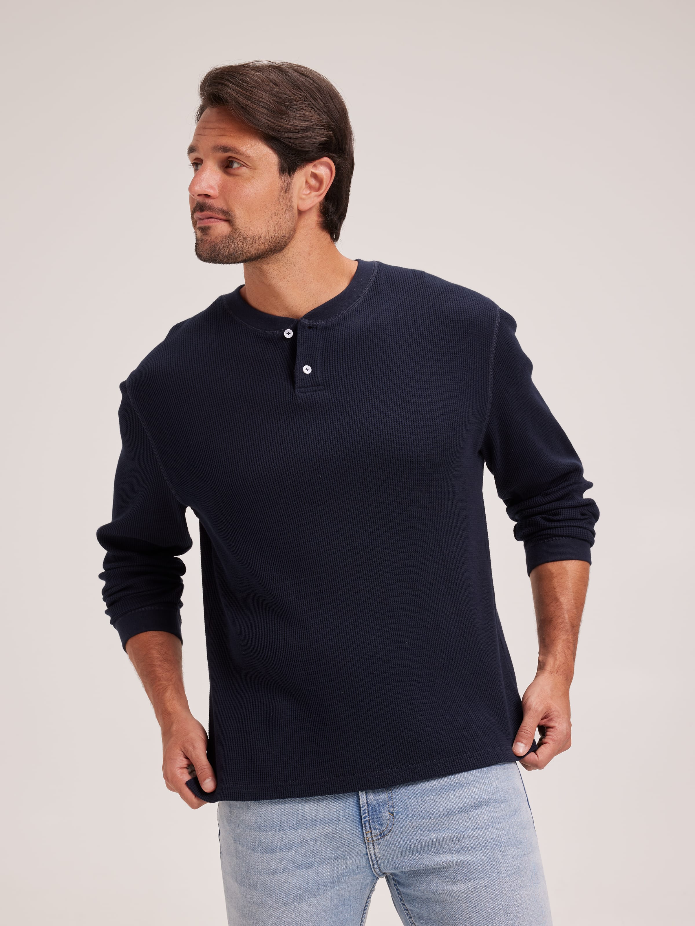 Long Sleeve Henley Waffle Tee
