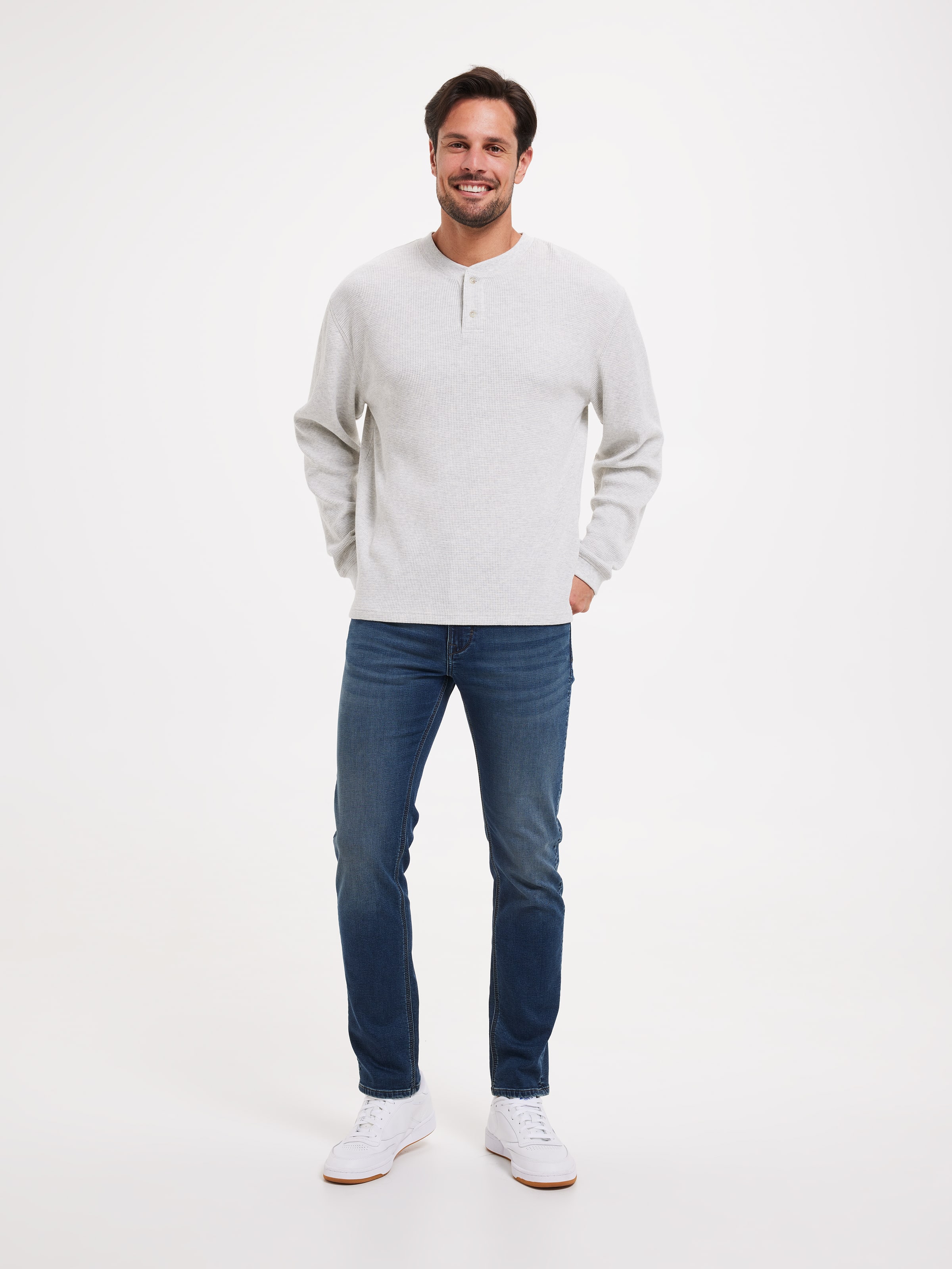 Long Sleeve Henley Waffle Tee