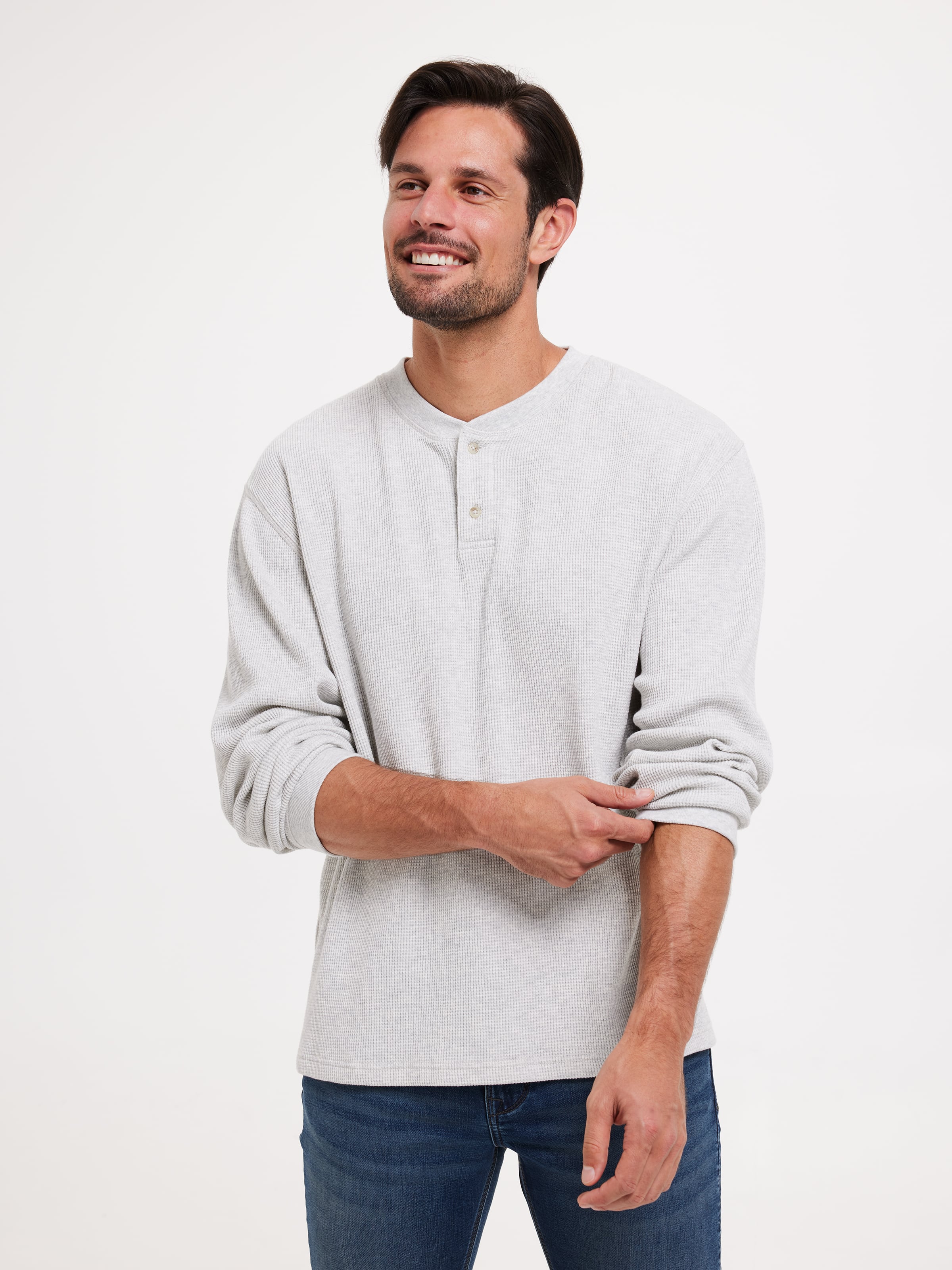 Long Sleeve Henley Waffle Tee
