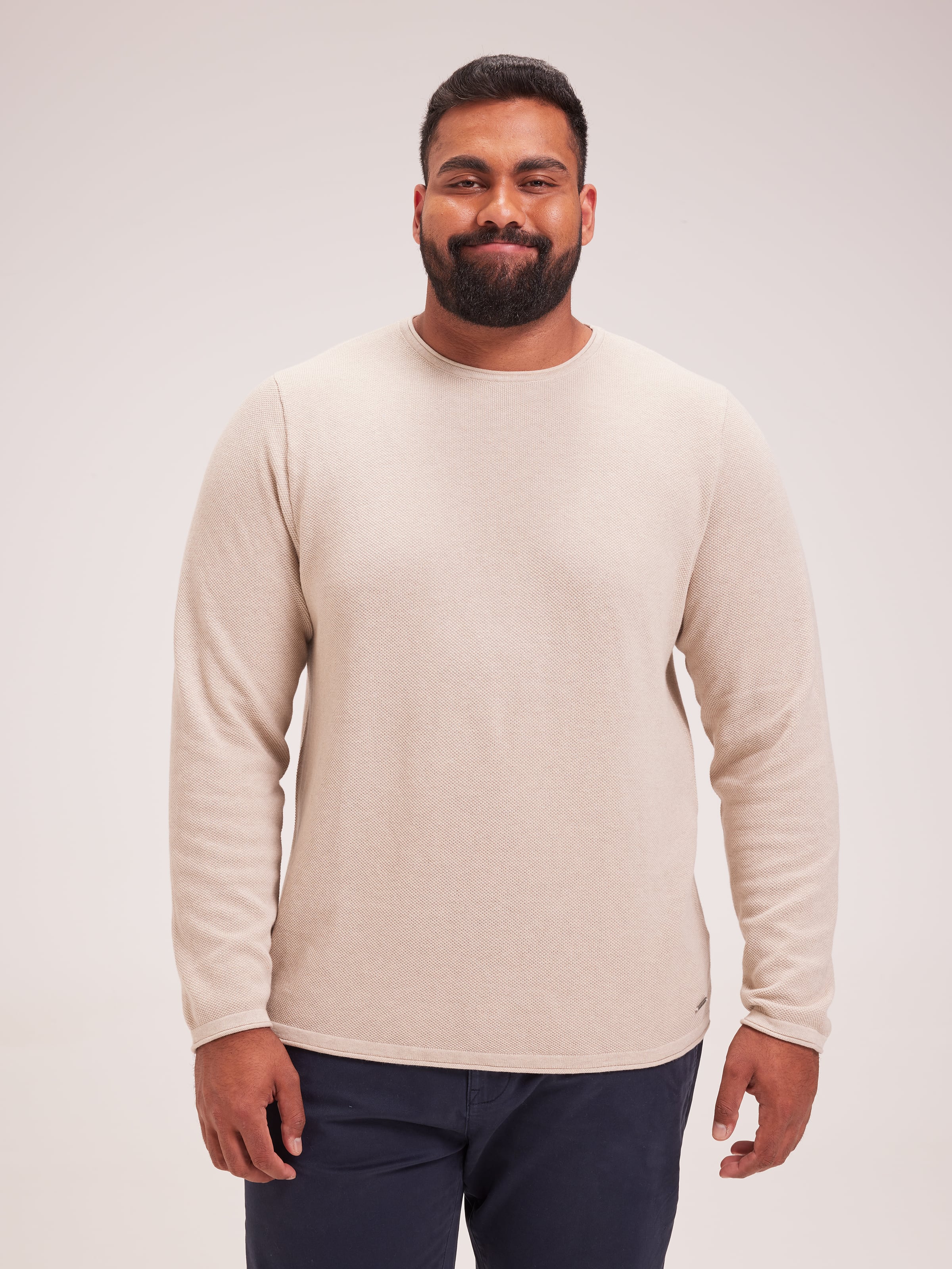Extended Mini Waffle Crew Knit