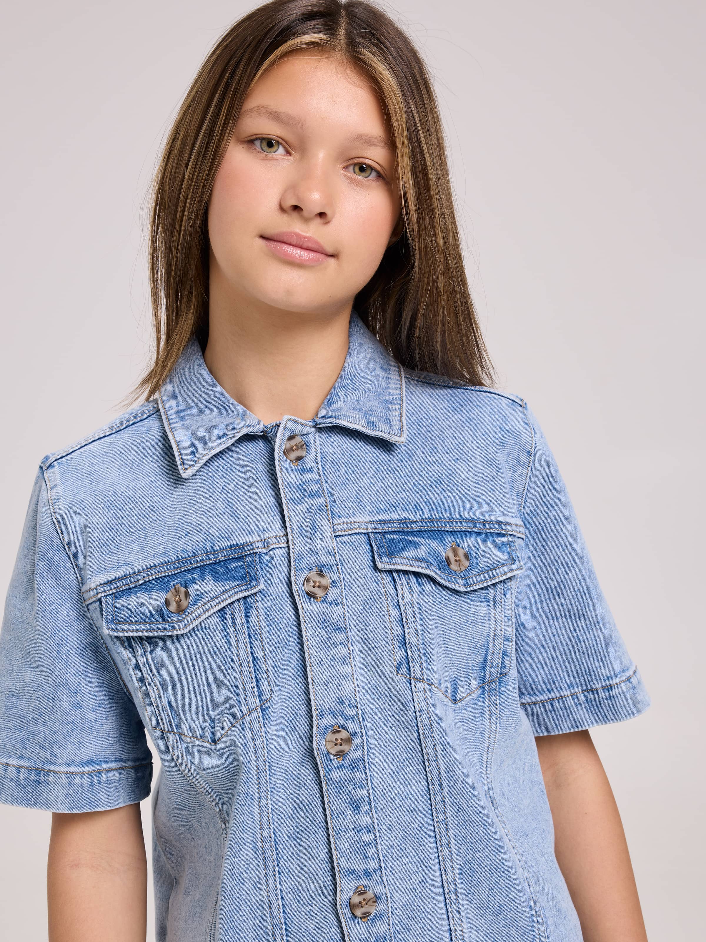 Girls Ava Crop Denim Jacket
