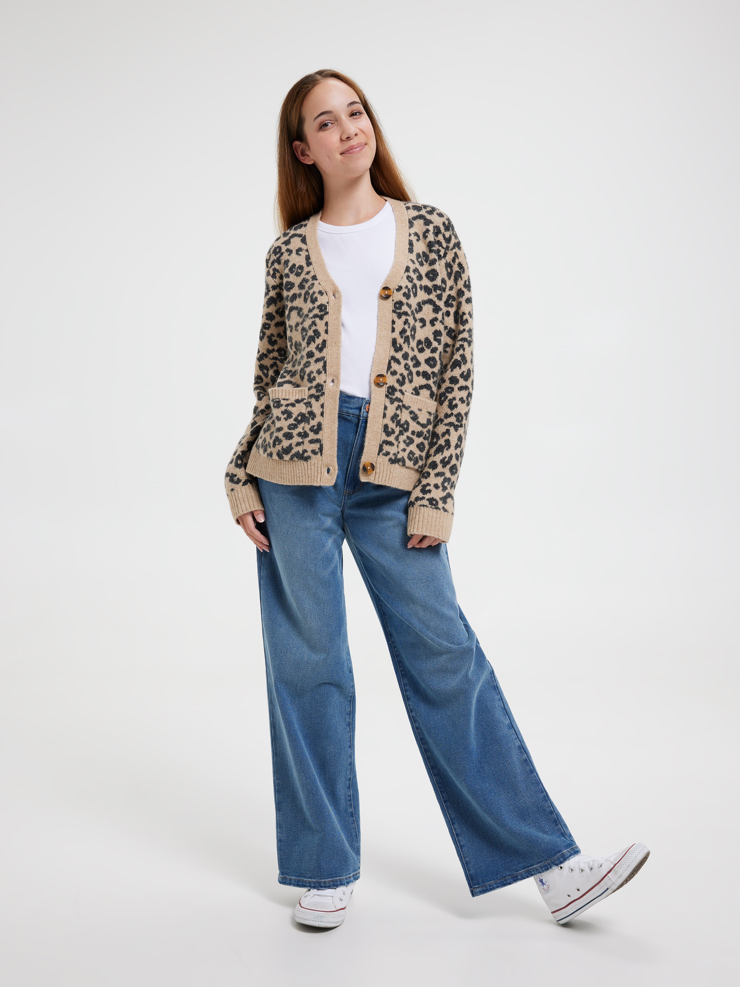 Girls Leopard Knit Cardi