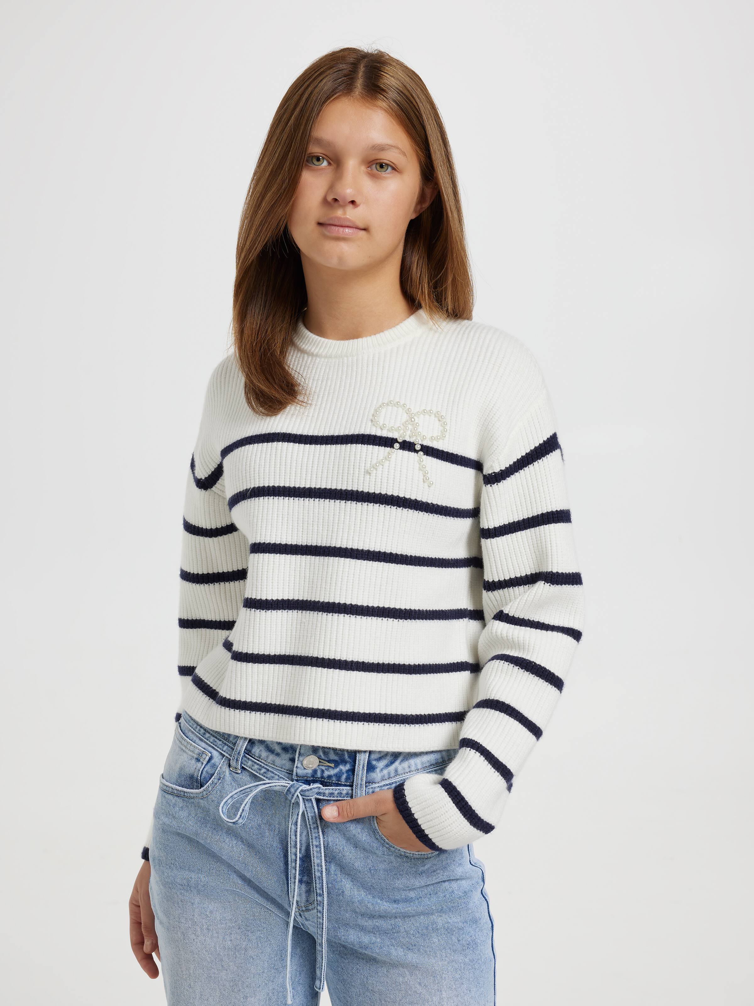 Girls Emily Pearl Bow Knit