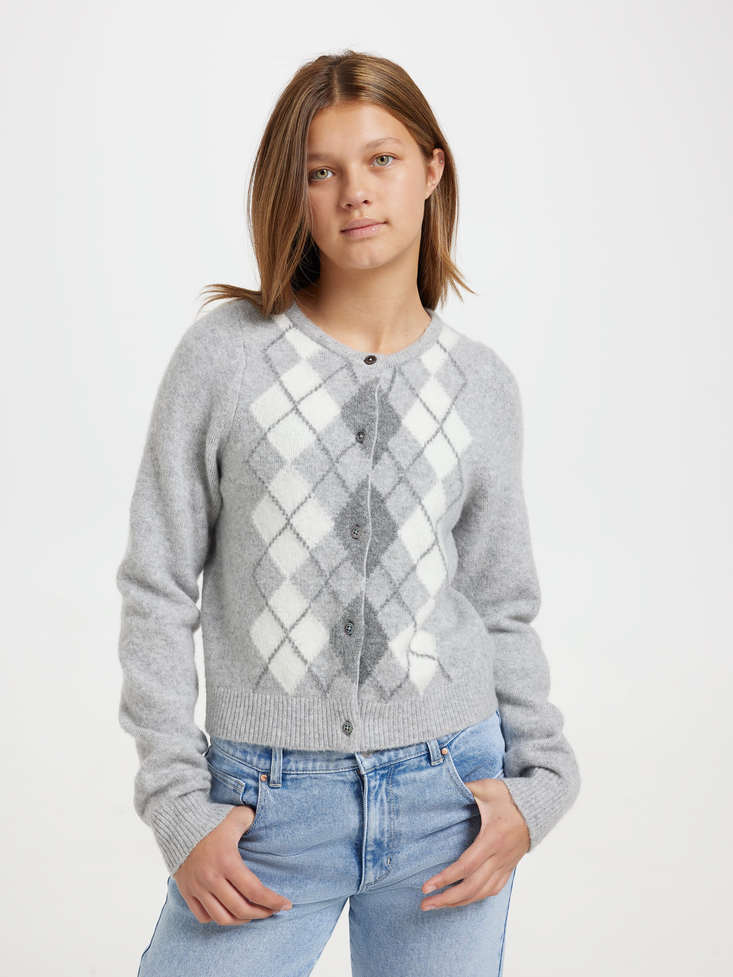 Girls Alice Argyle Knit Cardi