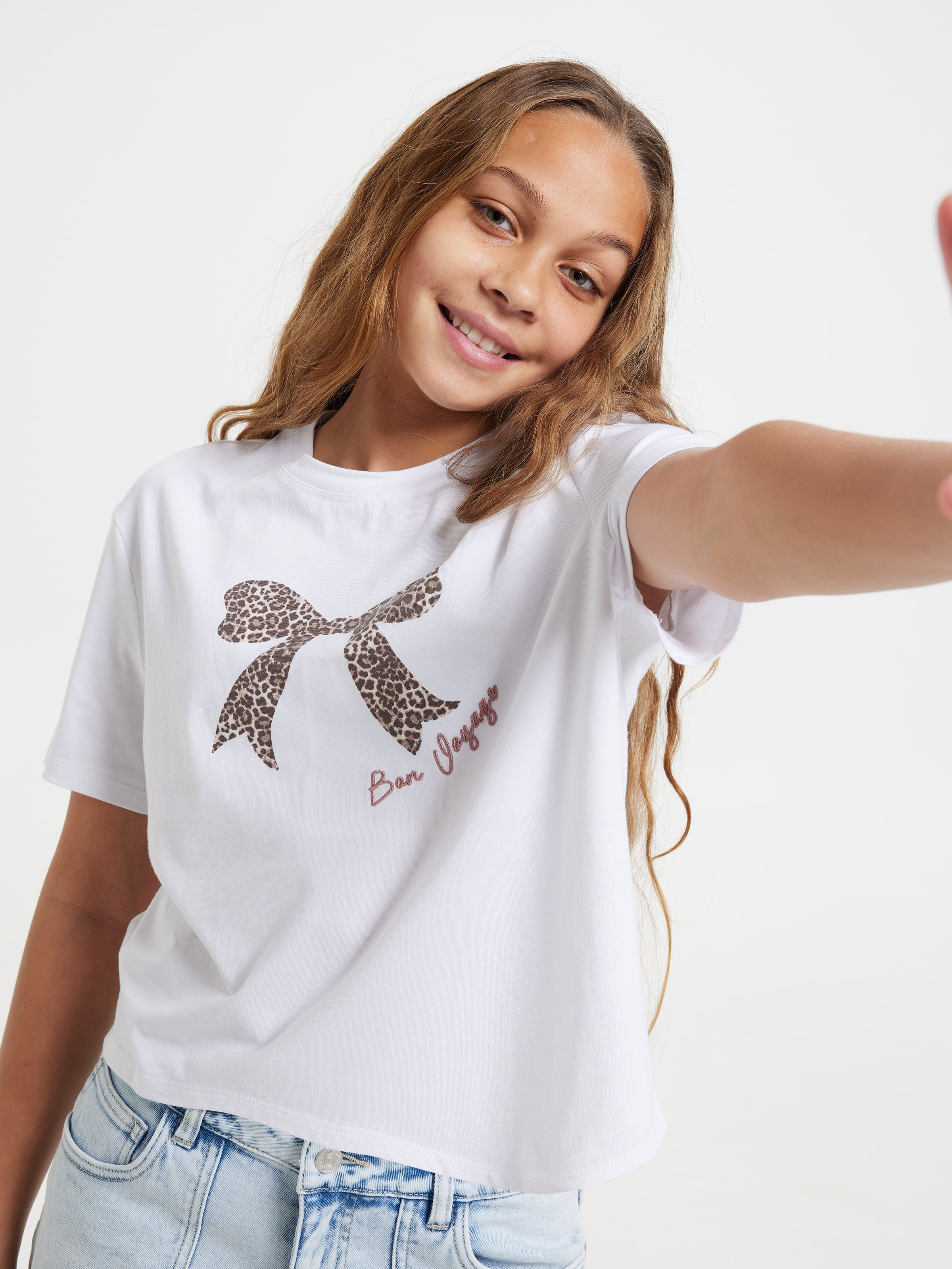 Girls Leopard Bow Tee