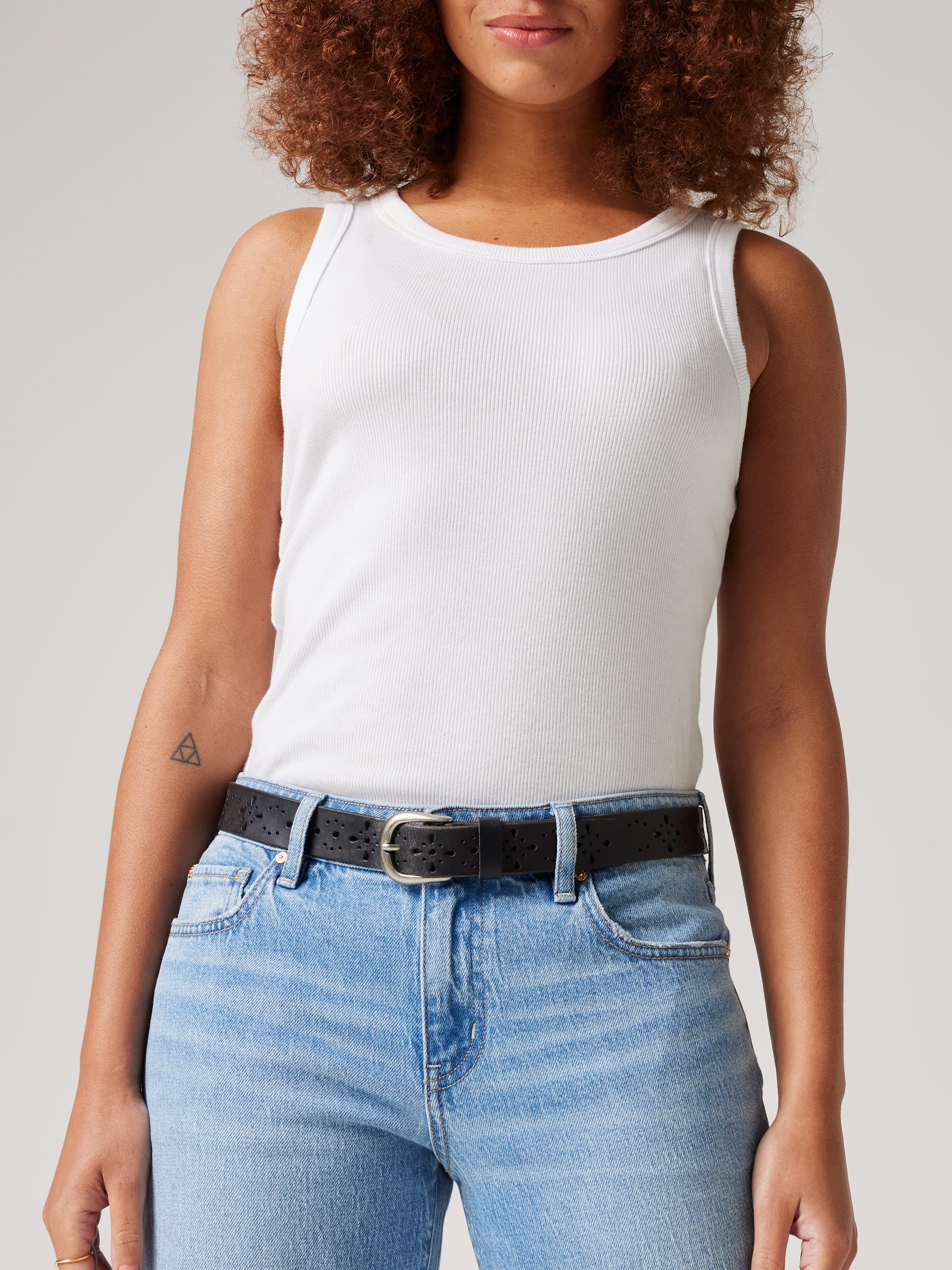 Daisy Handstitched Leather Belt