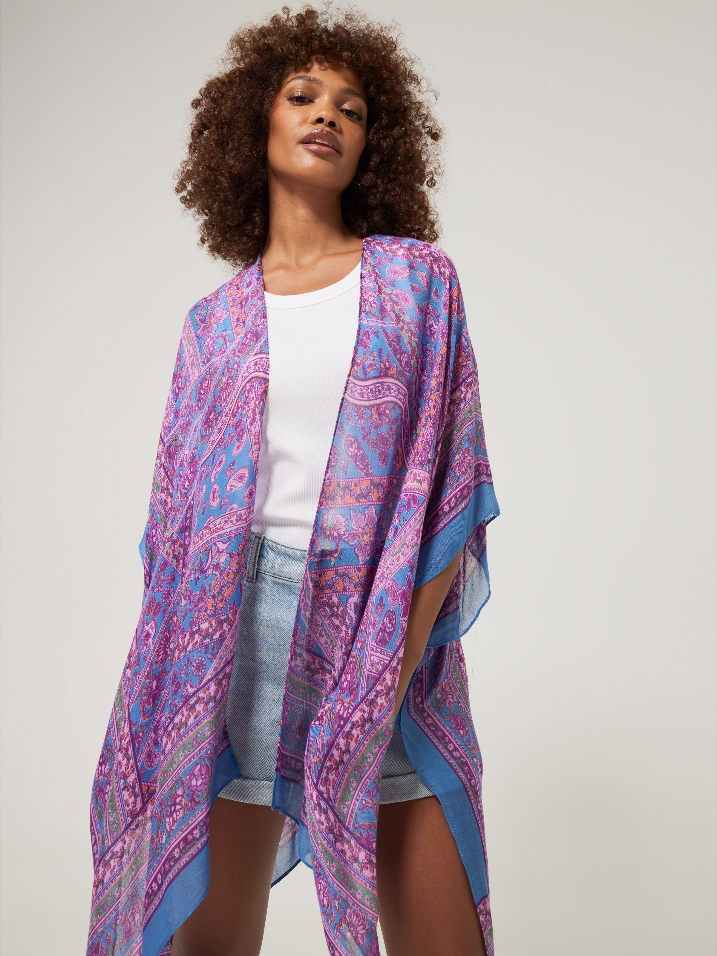 Lilac Suede Fabric Kimono Jacket