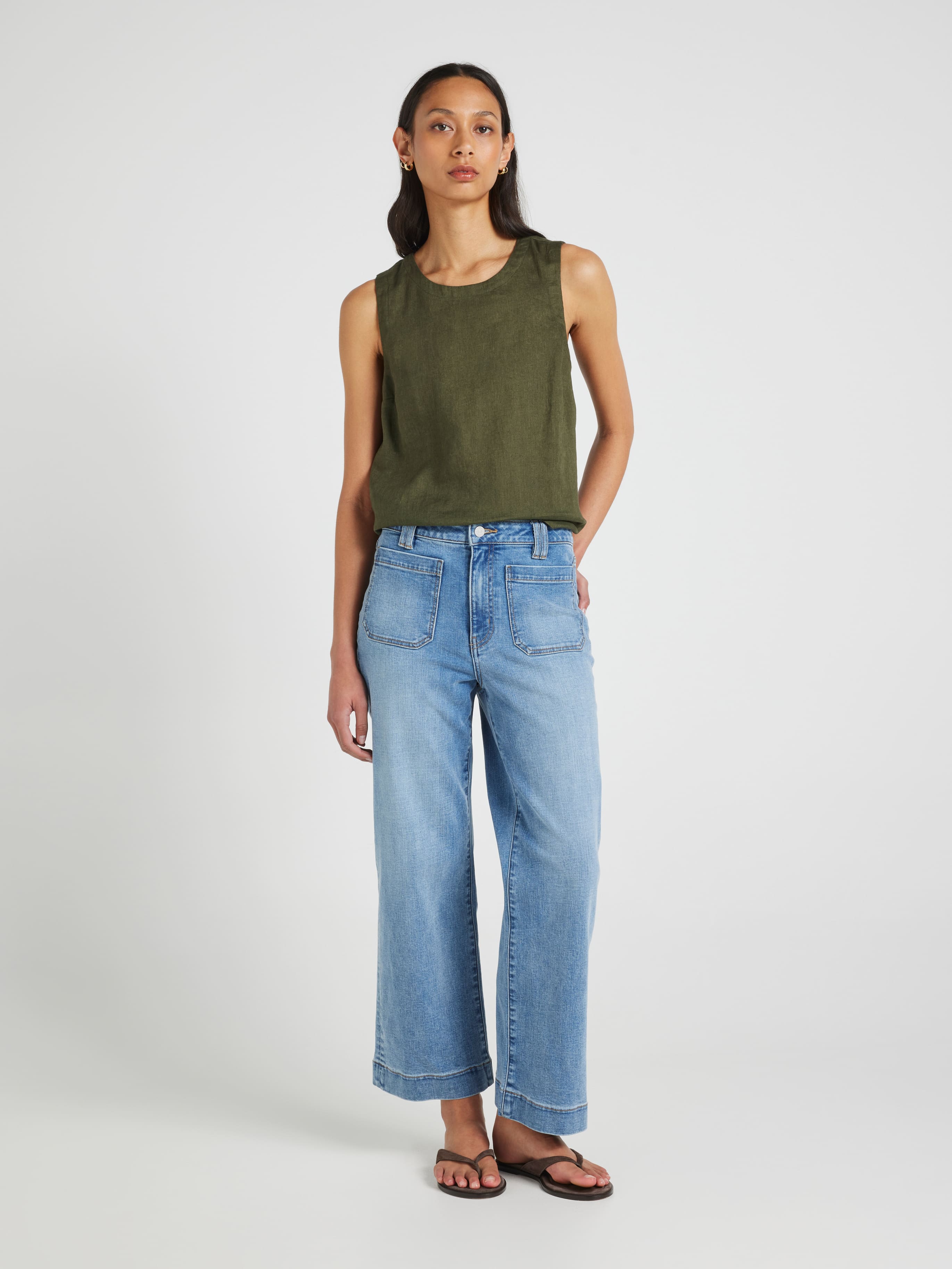 Rhi Pleat Back Linen Tank