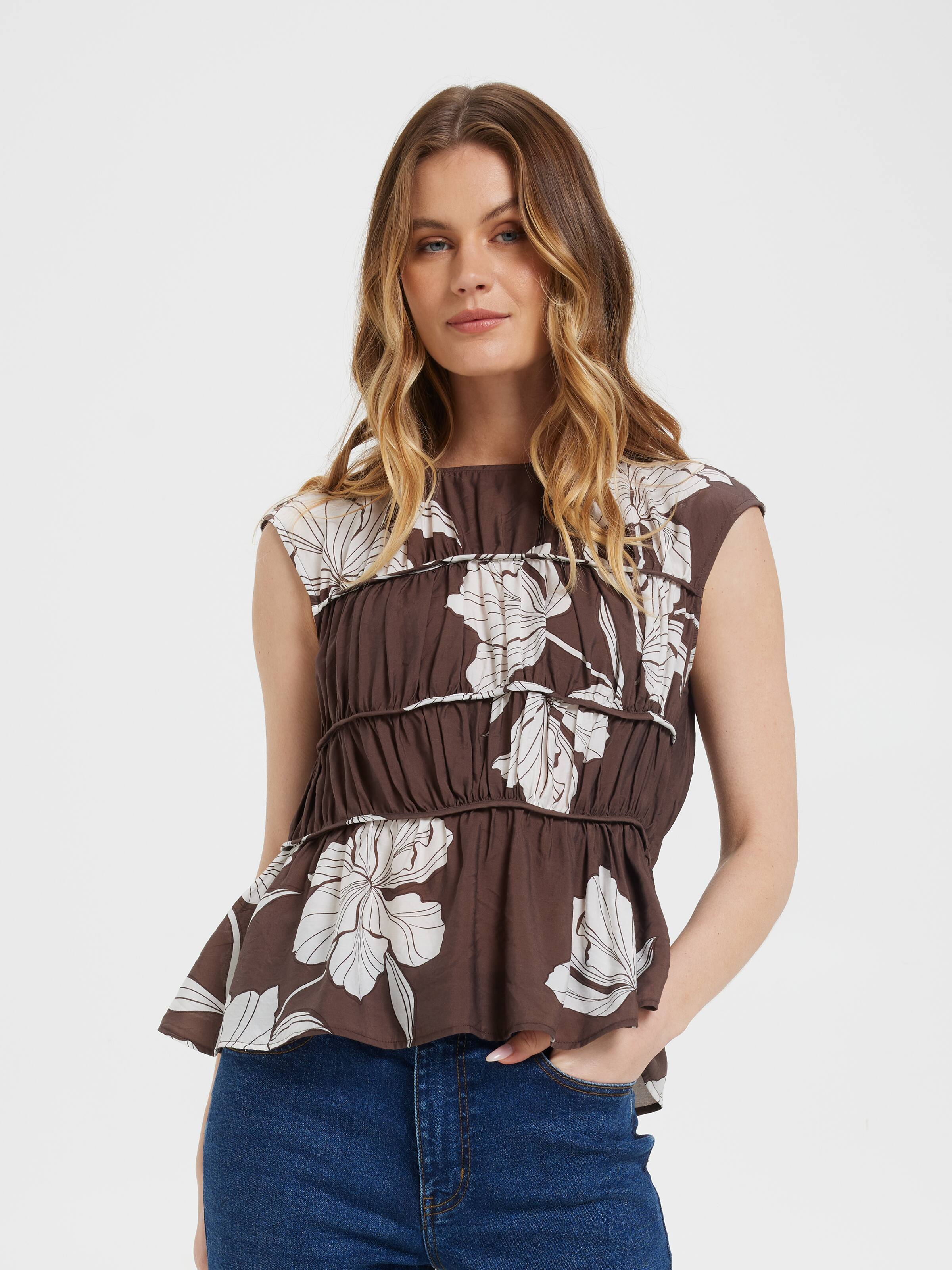 Molly Smocked Short Sleeve Top