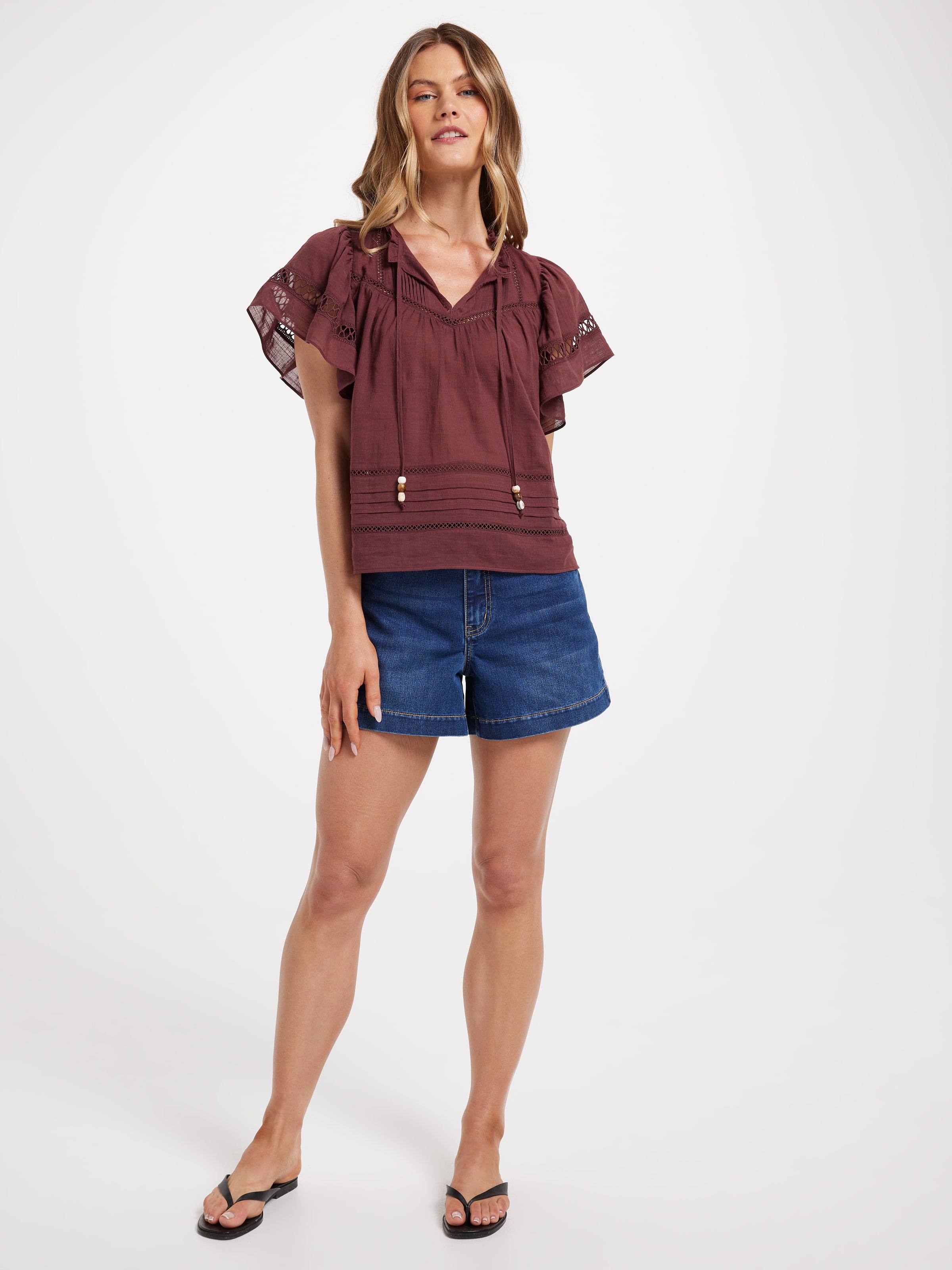 Medina Short Sleeve Lace Insert Top