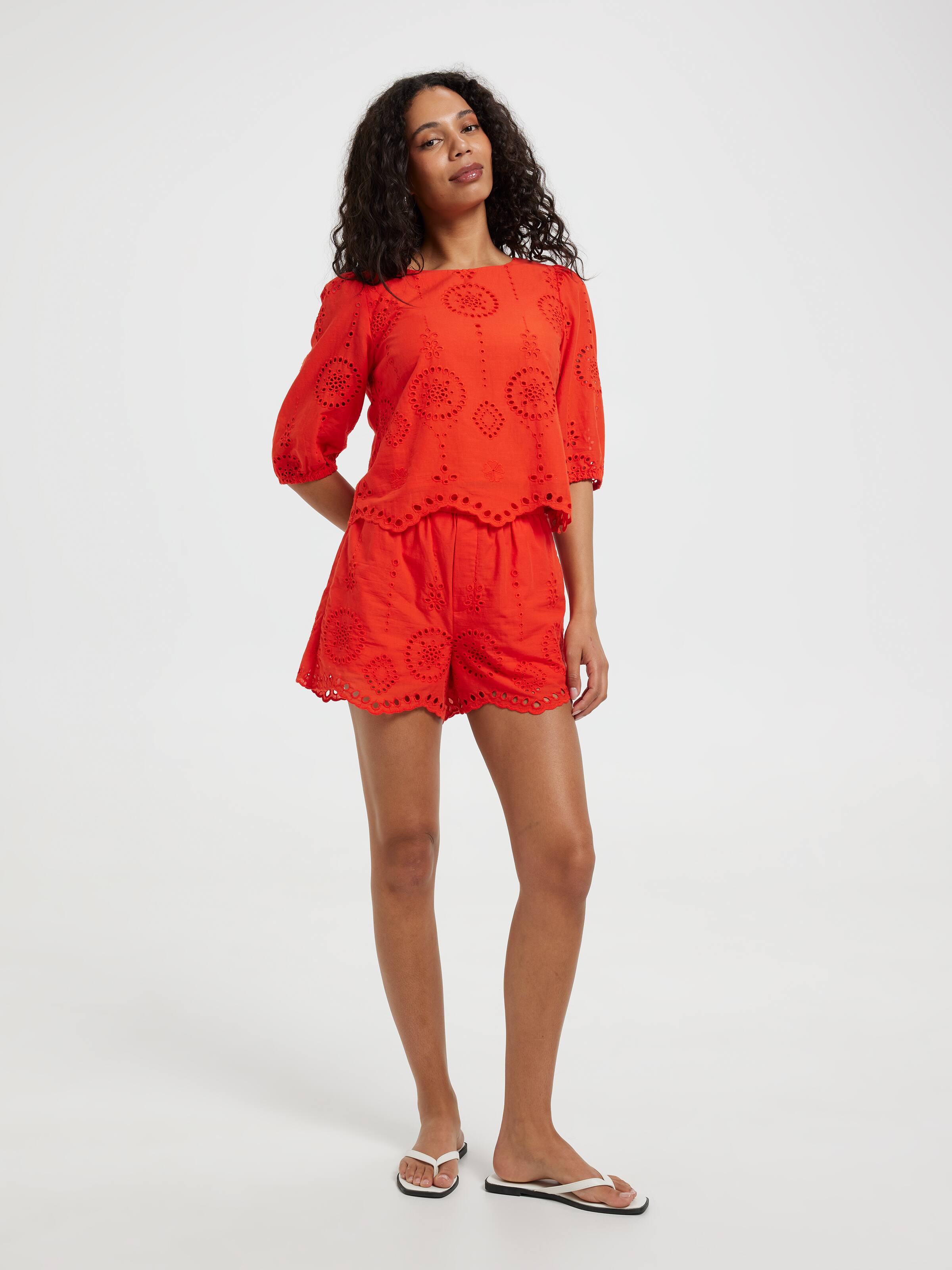 Sky 3/4 Broderie Top