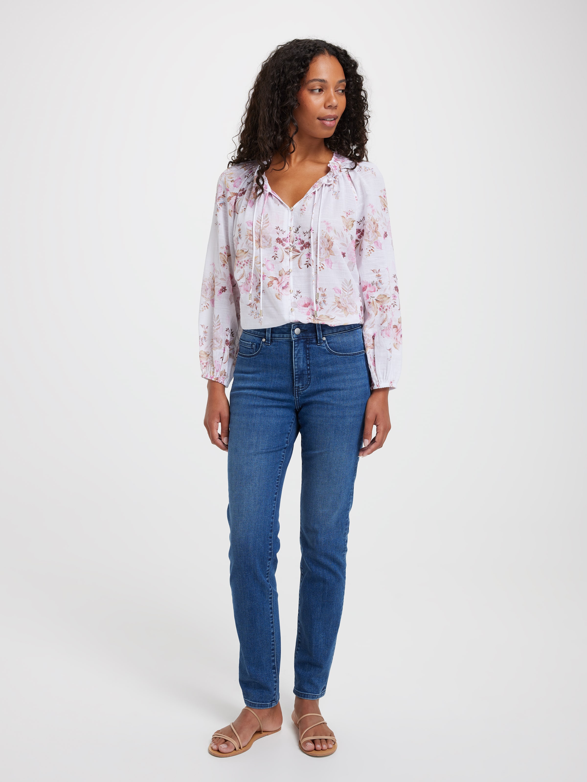 Astrid Ruche Neck Long Sleeve Top