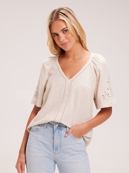 Millie Embroidered Linen Top