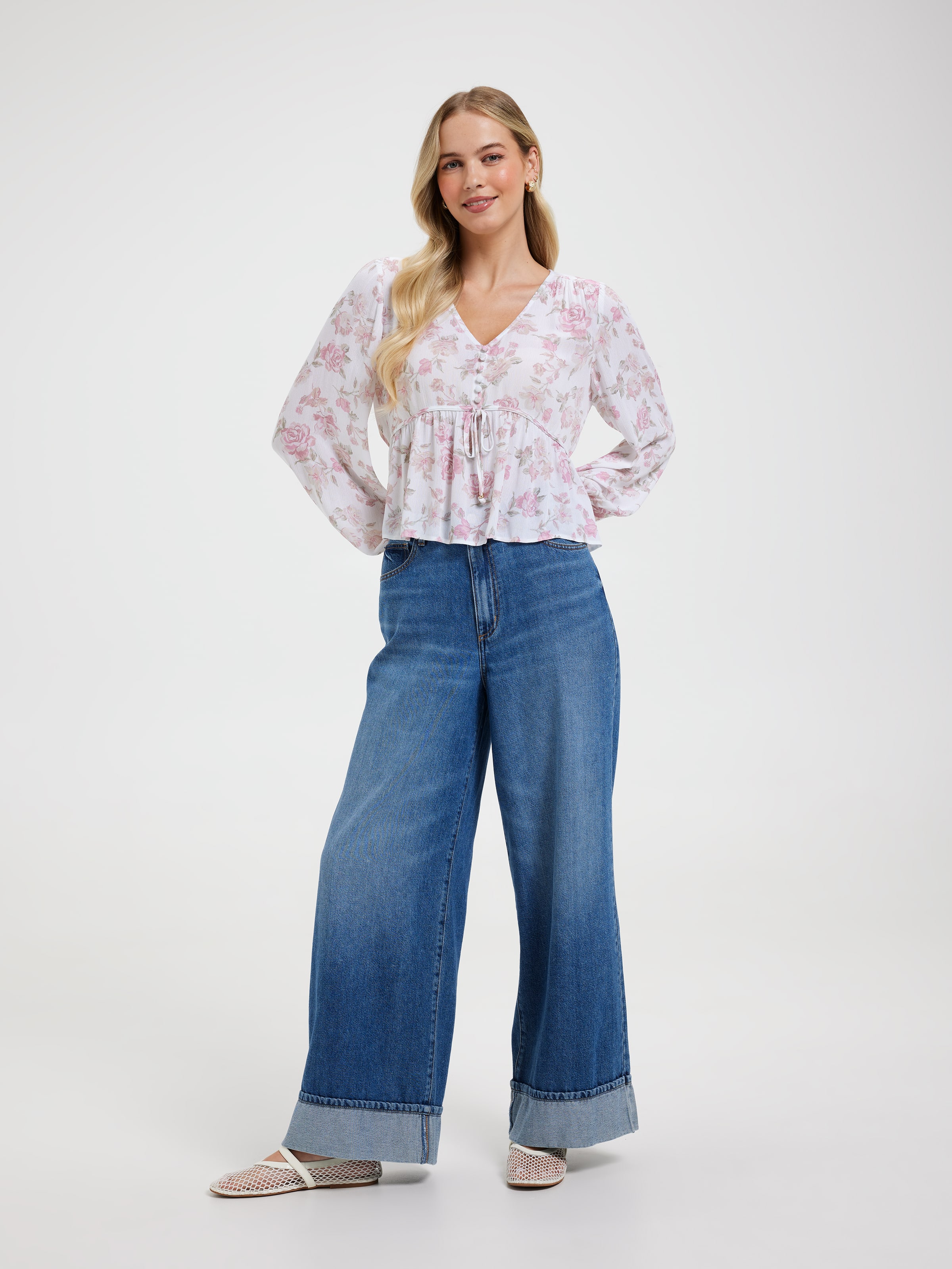 Sofia V-Neck Tie Front Blouse