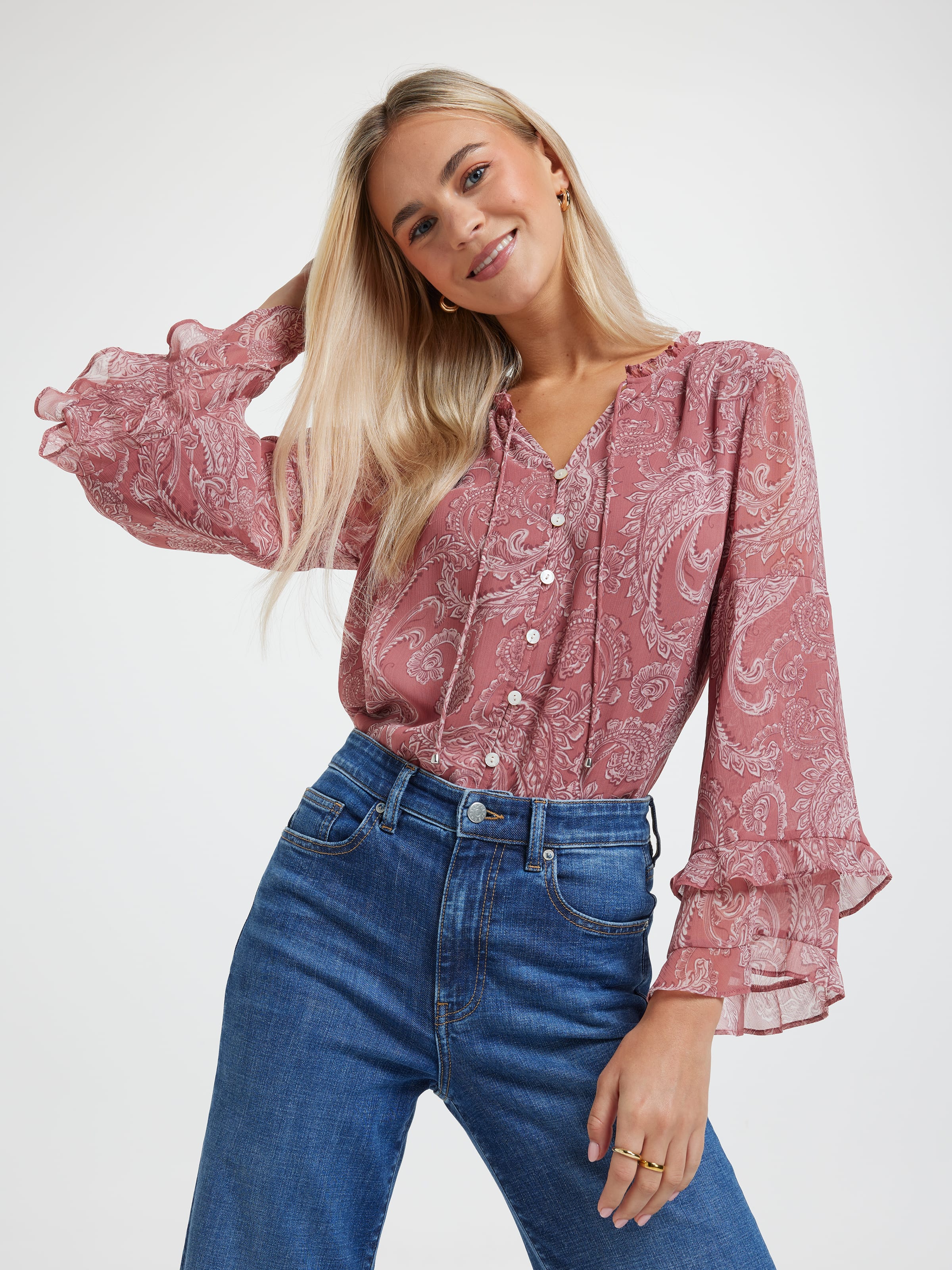 Stevie Ruffle Sleeve Blouse