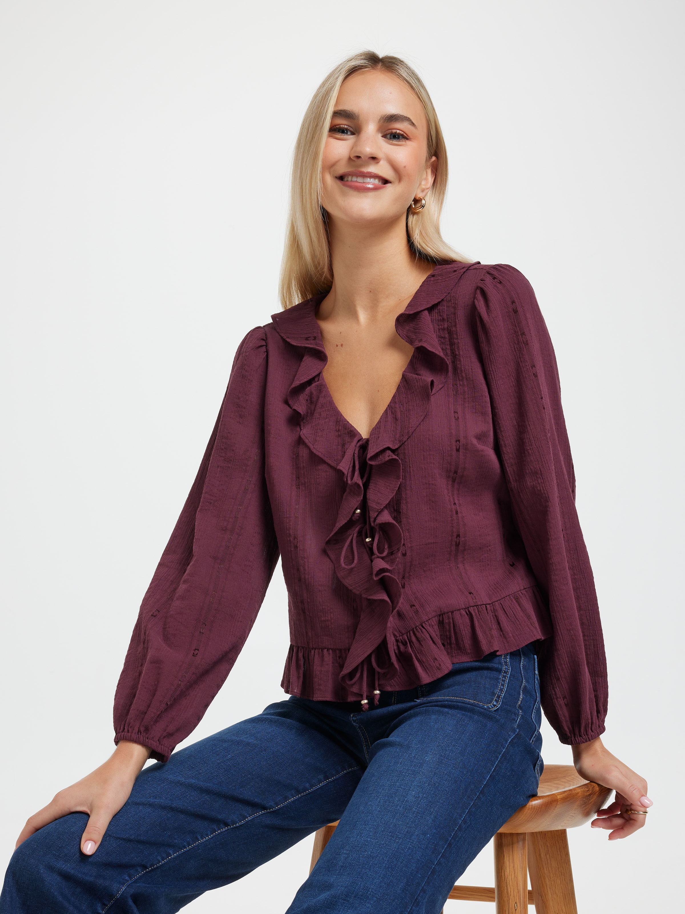 Margot Frill Tie Front Top