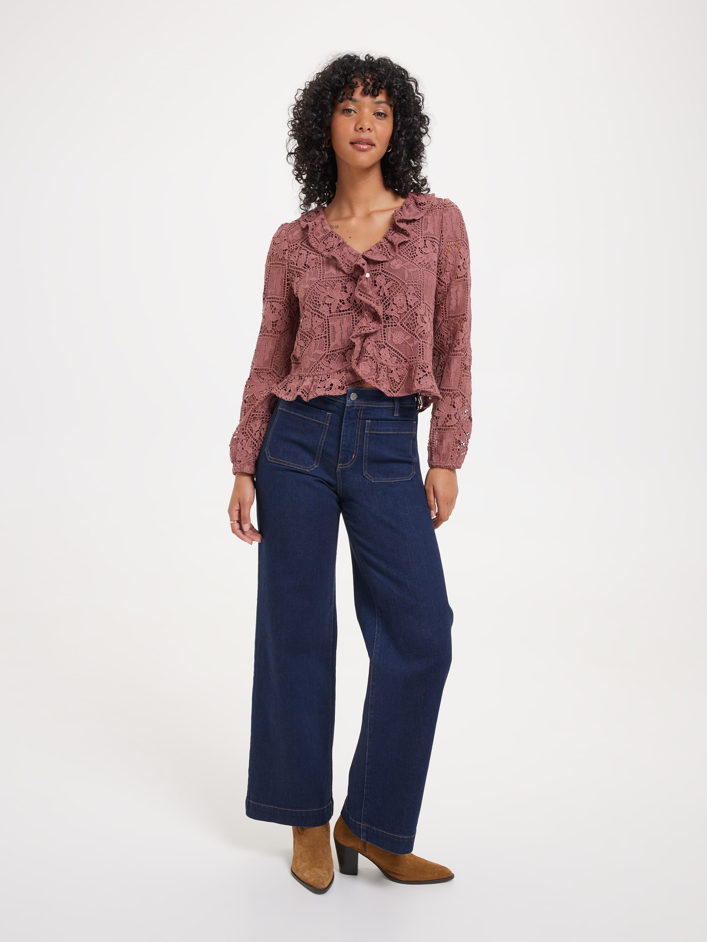 Khloe Ruffle Lace Blouse