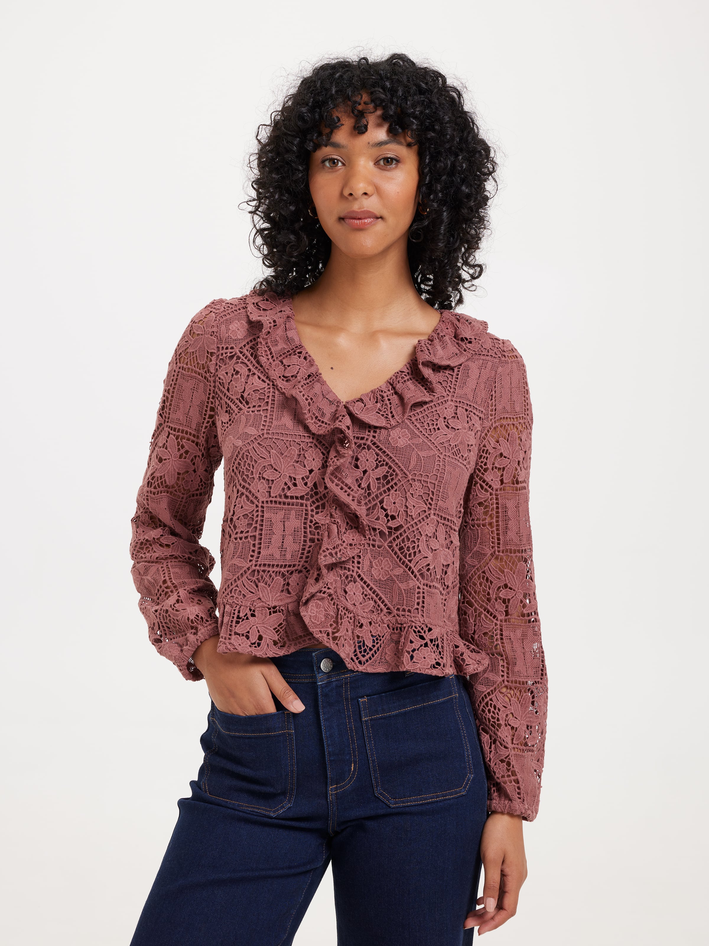 Khloe Ruffle Lace Blouse