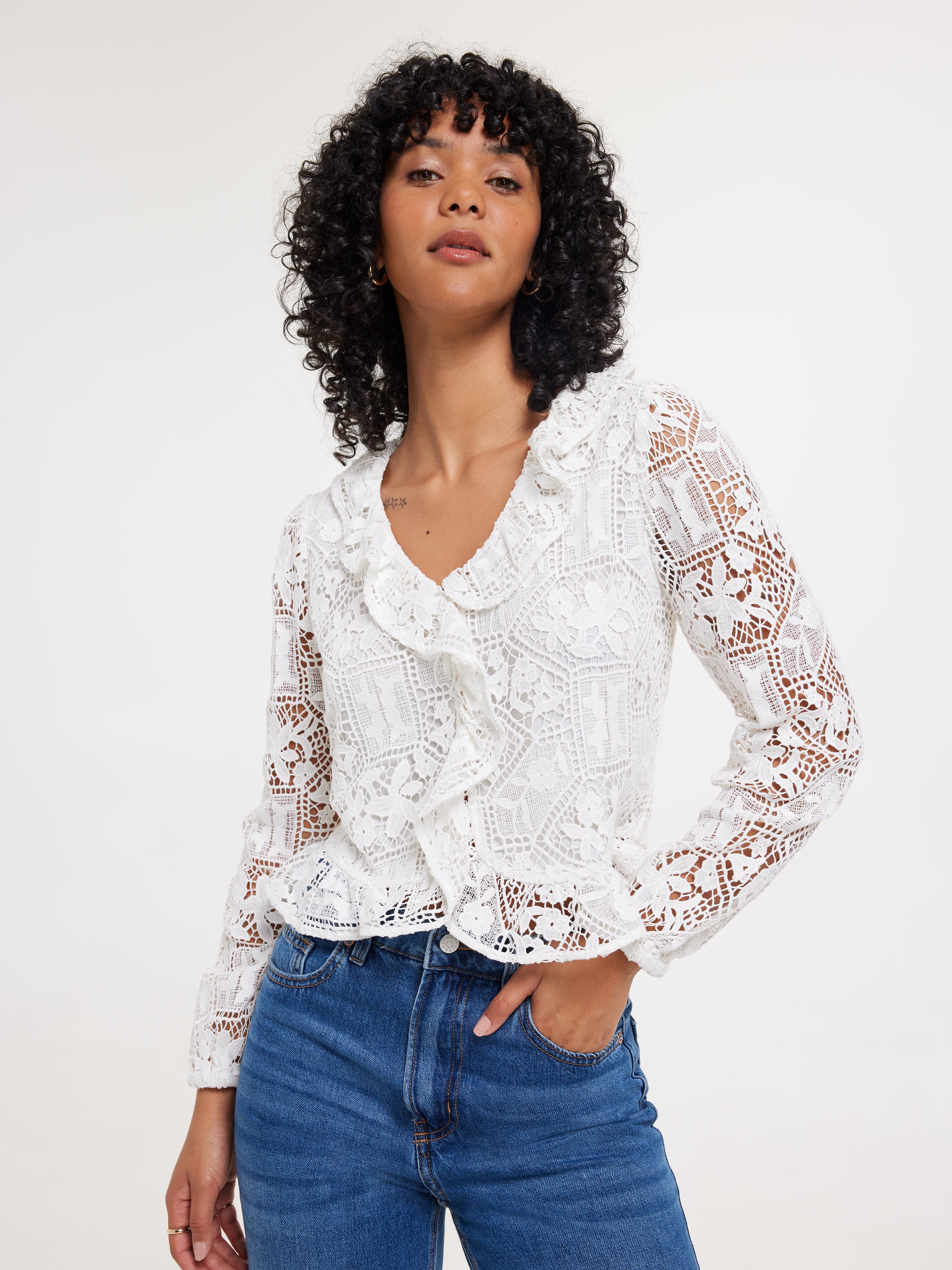 Khloe Ruffle Lace Blouse
