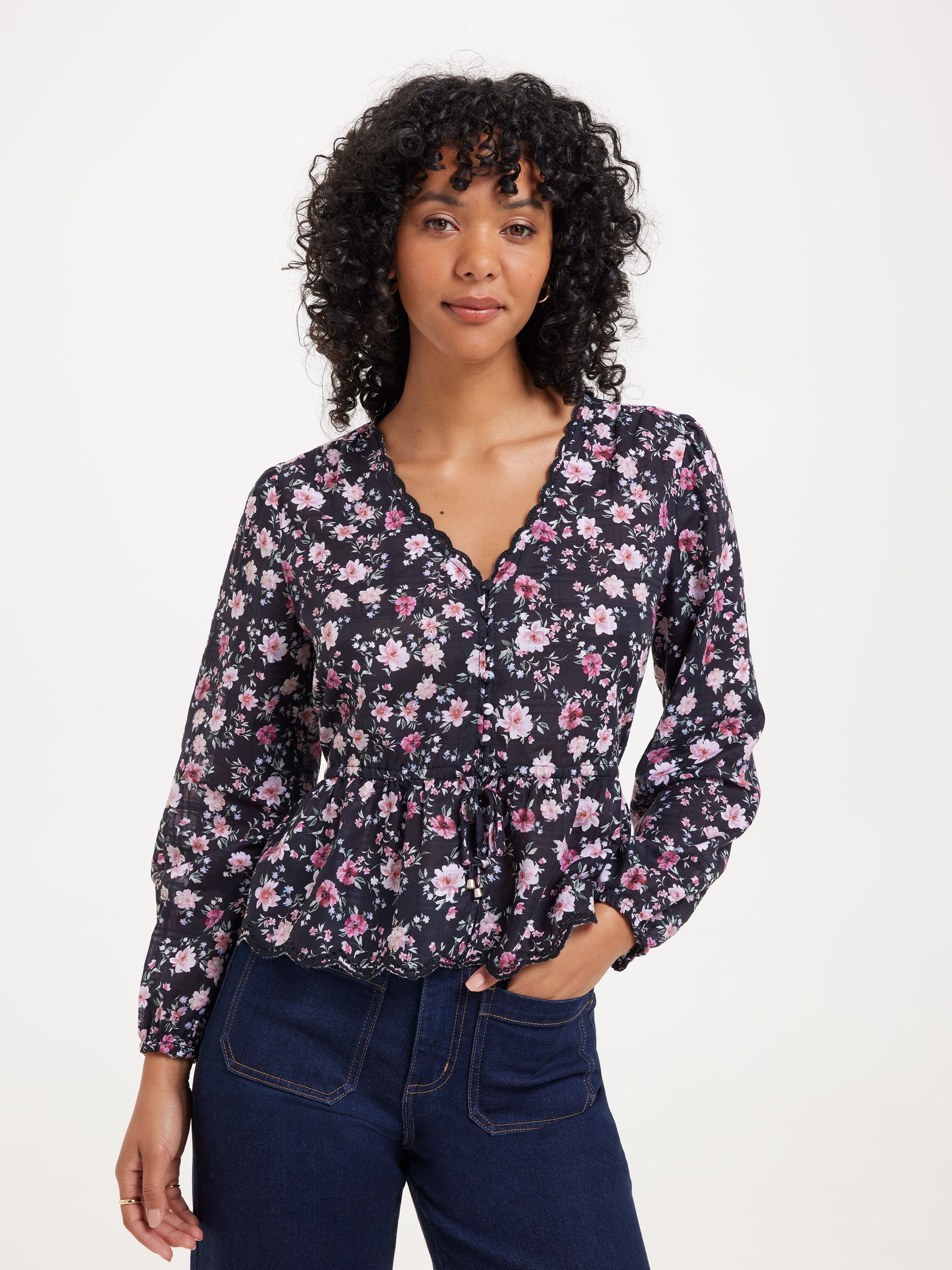Samantha Textured Tie Front Blouse