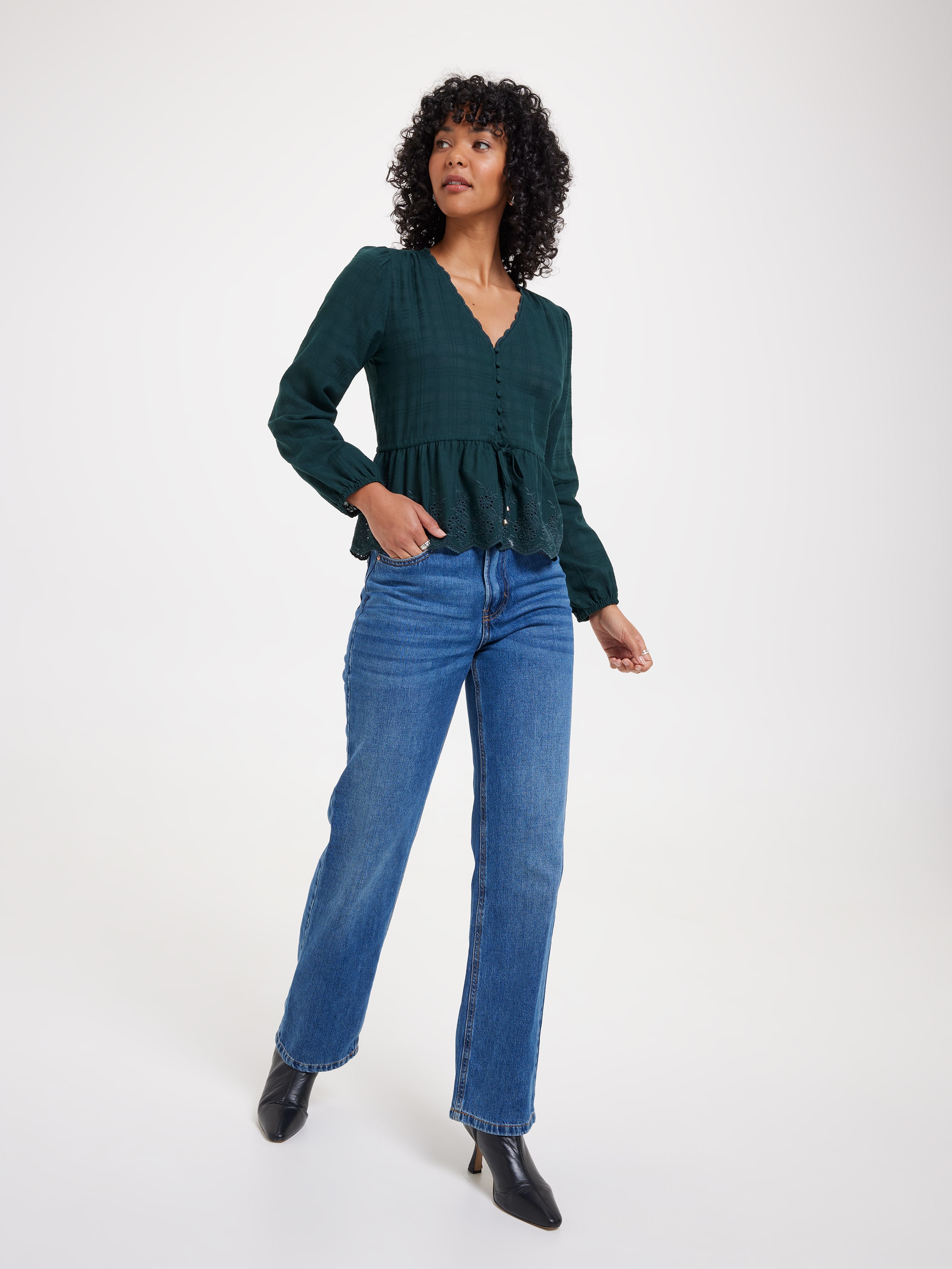 Samantha Textured Tie Front Blouse
