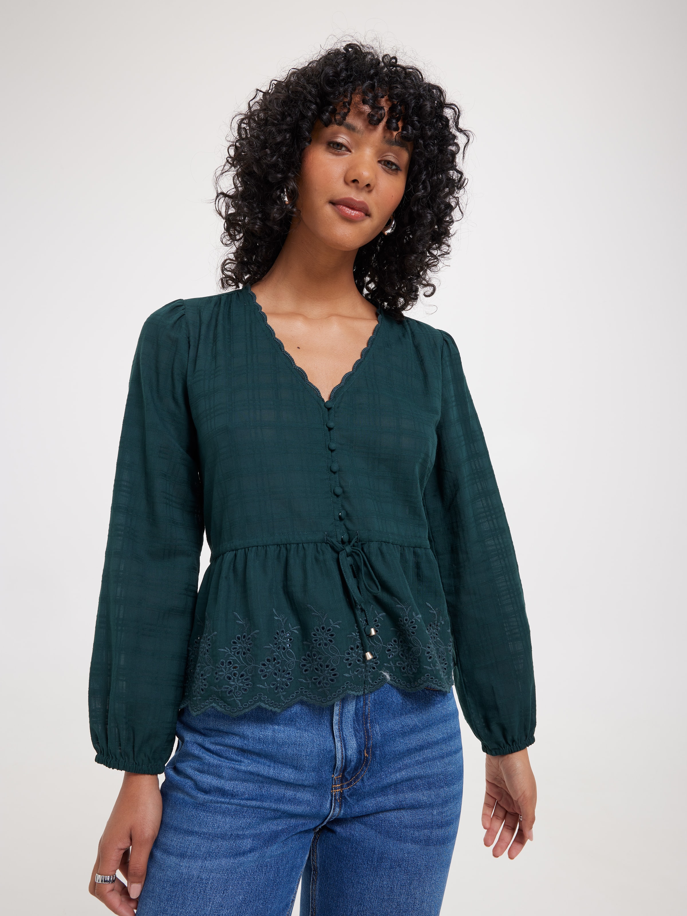 Samantha Textured Tie Front Blouse
