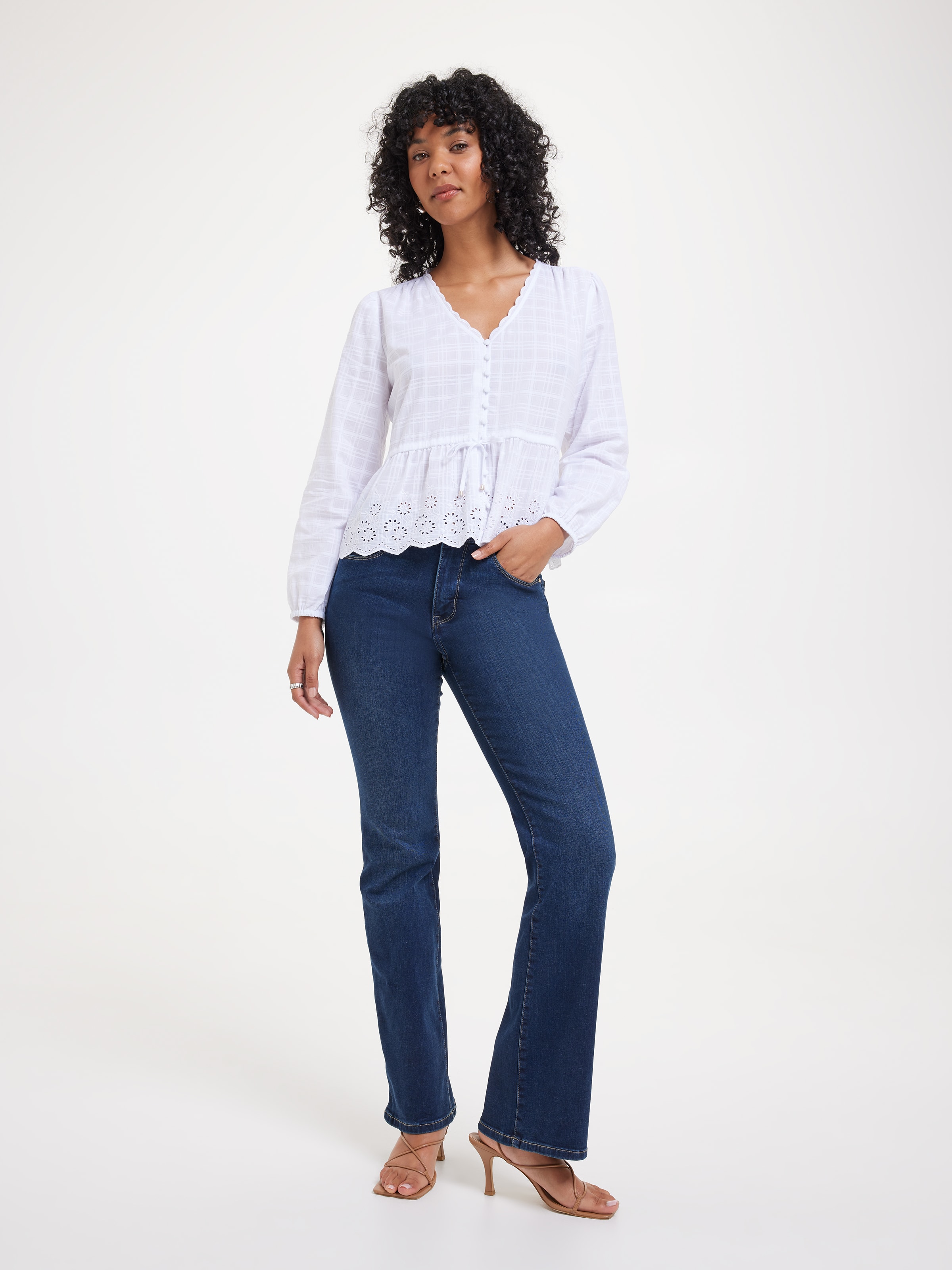 Samantha Textured Tie Front Blouse