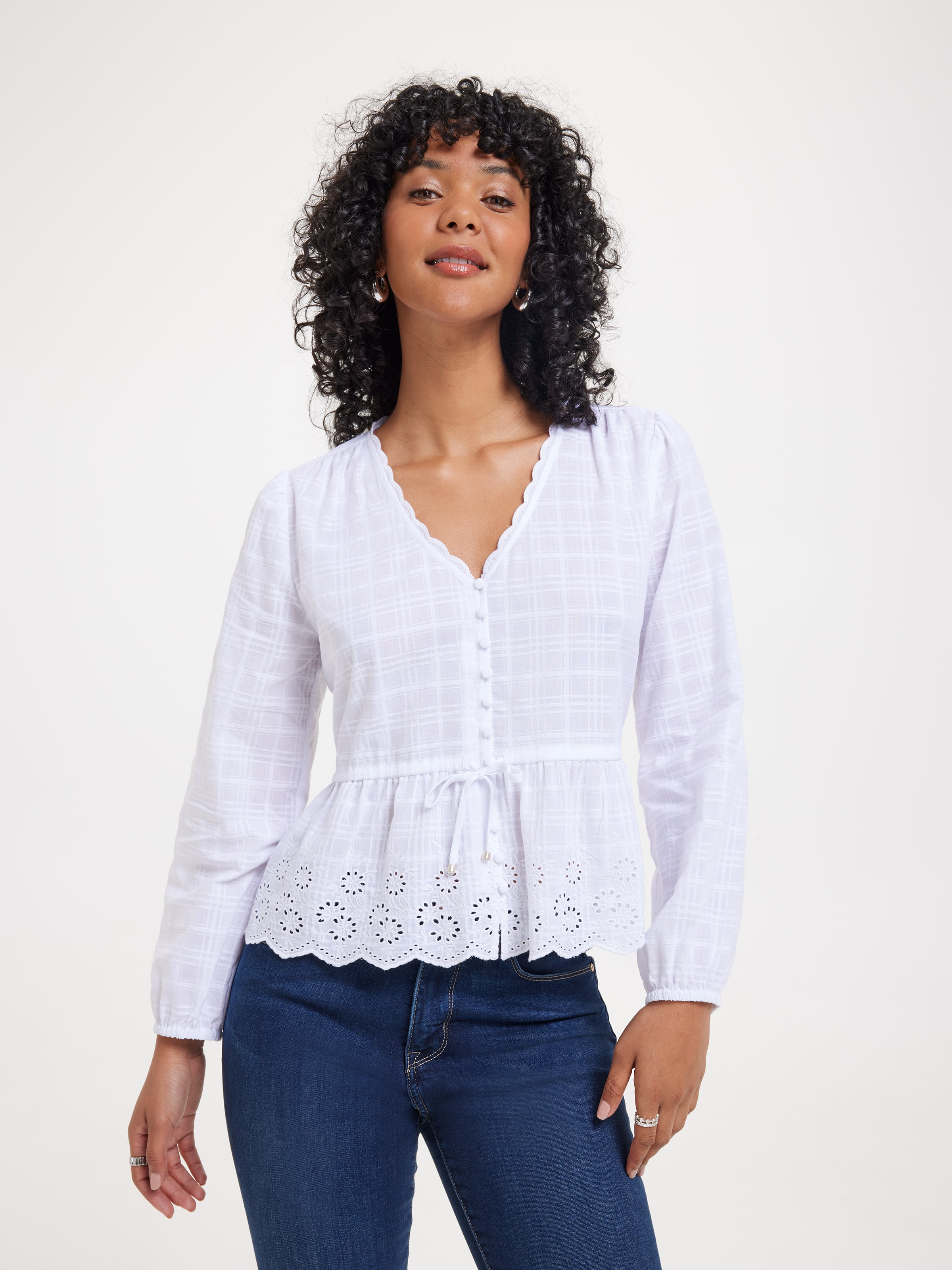 Samantha Textured Tie Front Blouse
