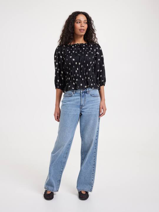 Misha 3/4 Sleeve Smocked Body Top