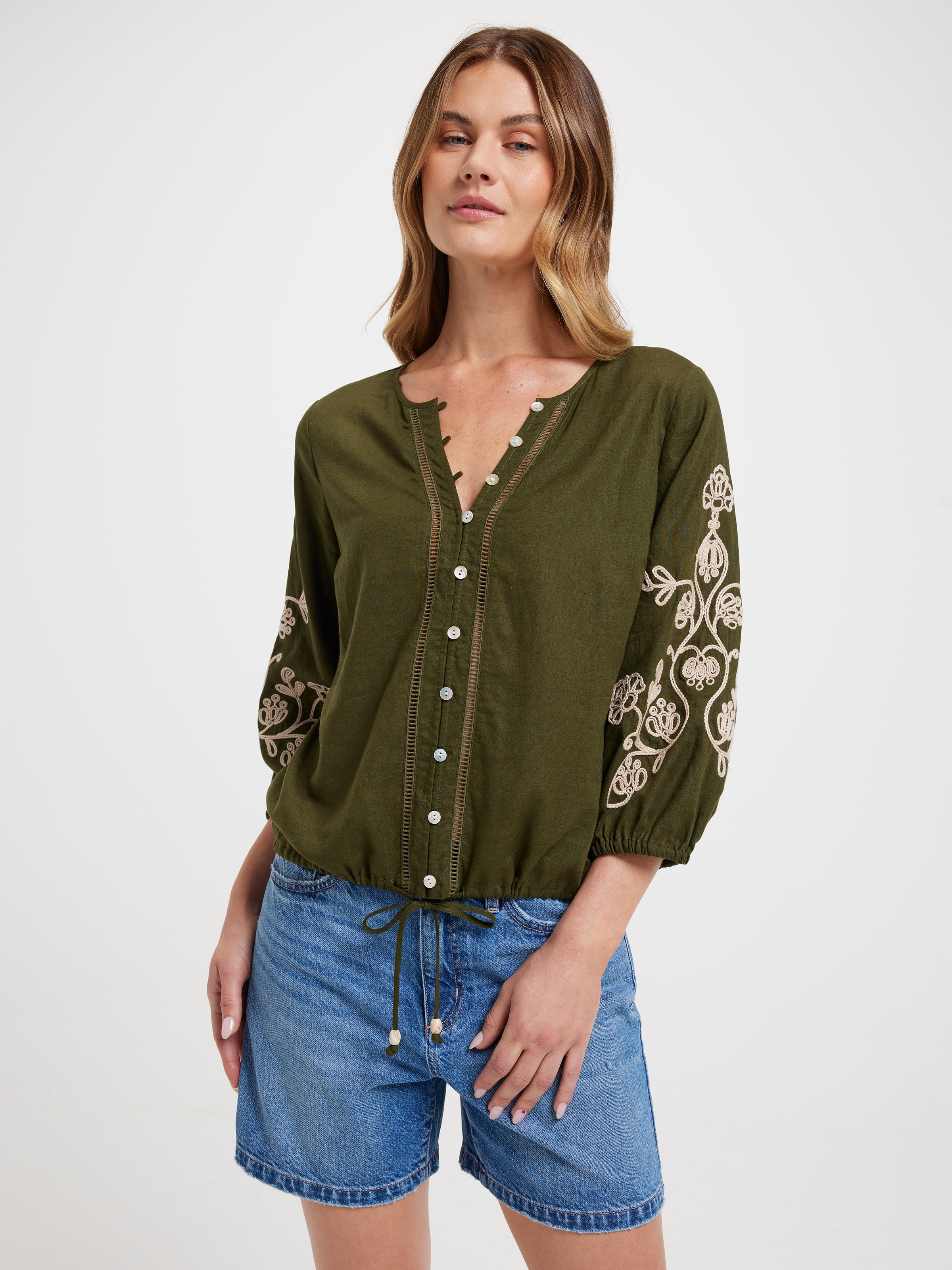 Amelia Bubble Hem 3/4 Sleeve Top