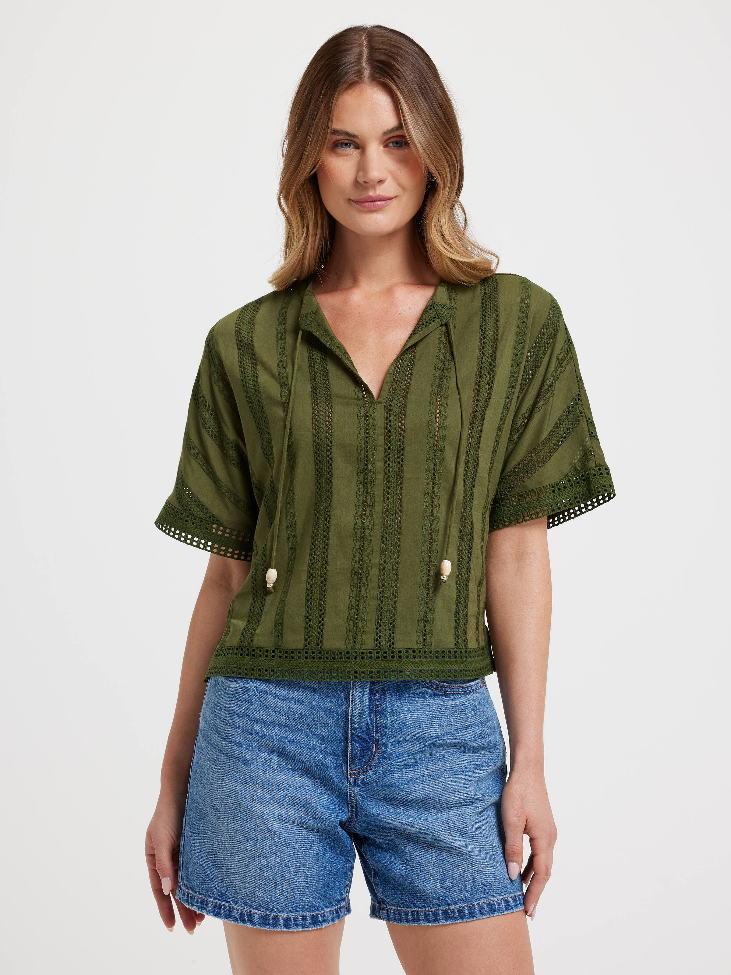 Cleo Broderie Shell Top