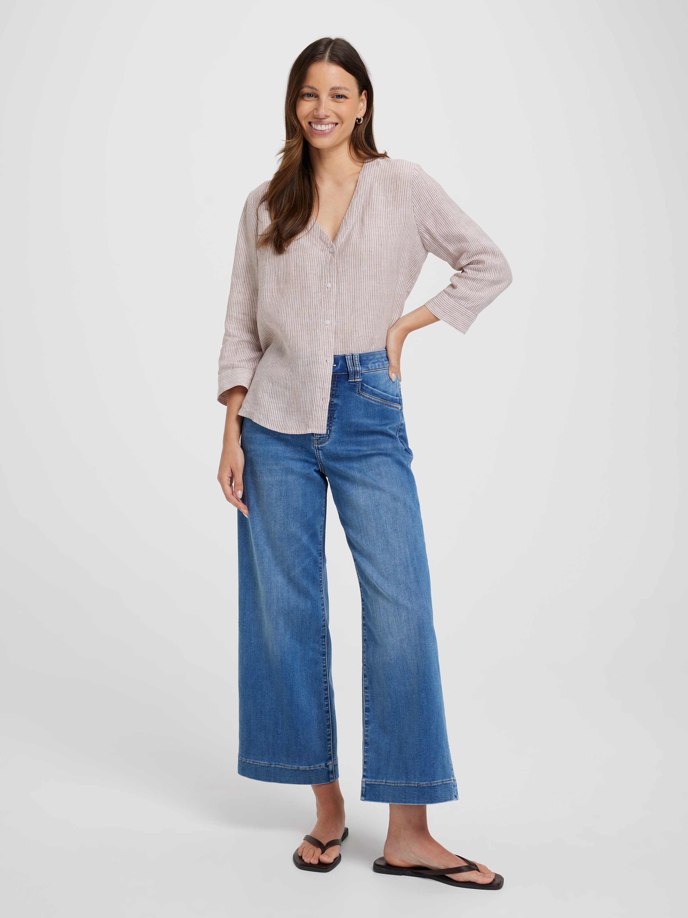 Gabby Linen 3/4 Sleeve Shirt
