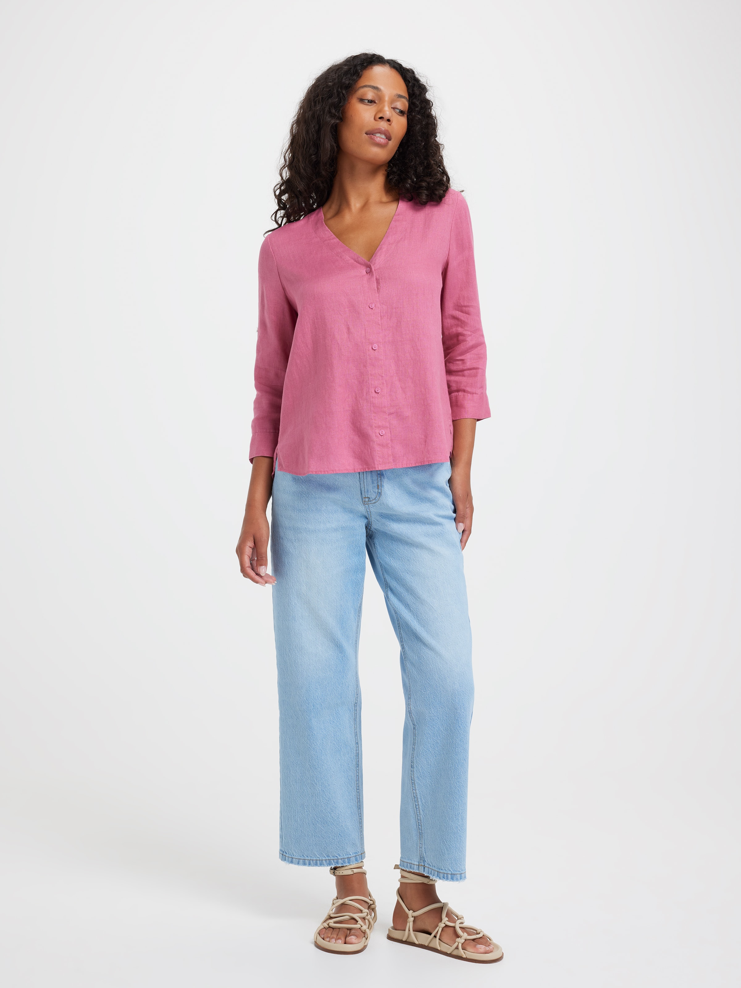 Gabby Linen 3/4 Sleeve Shirt
