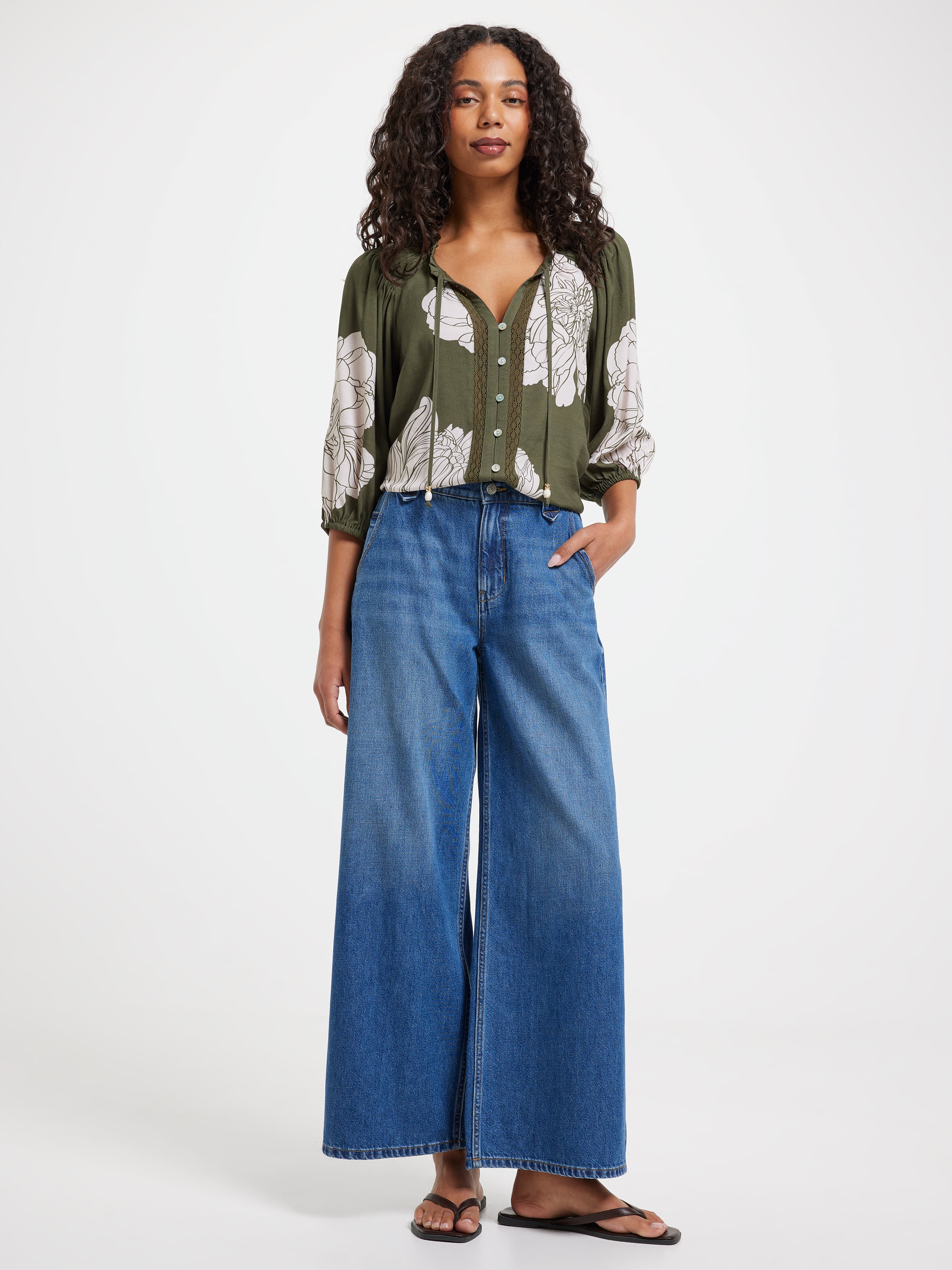 Luna Smock Shoulder 3/4 Sleeve Blouse