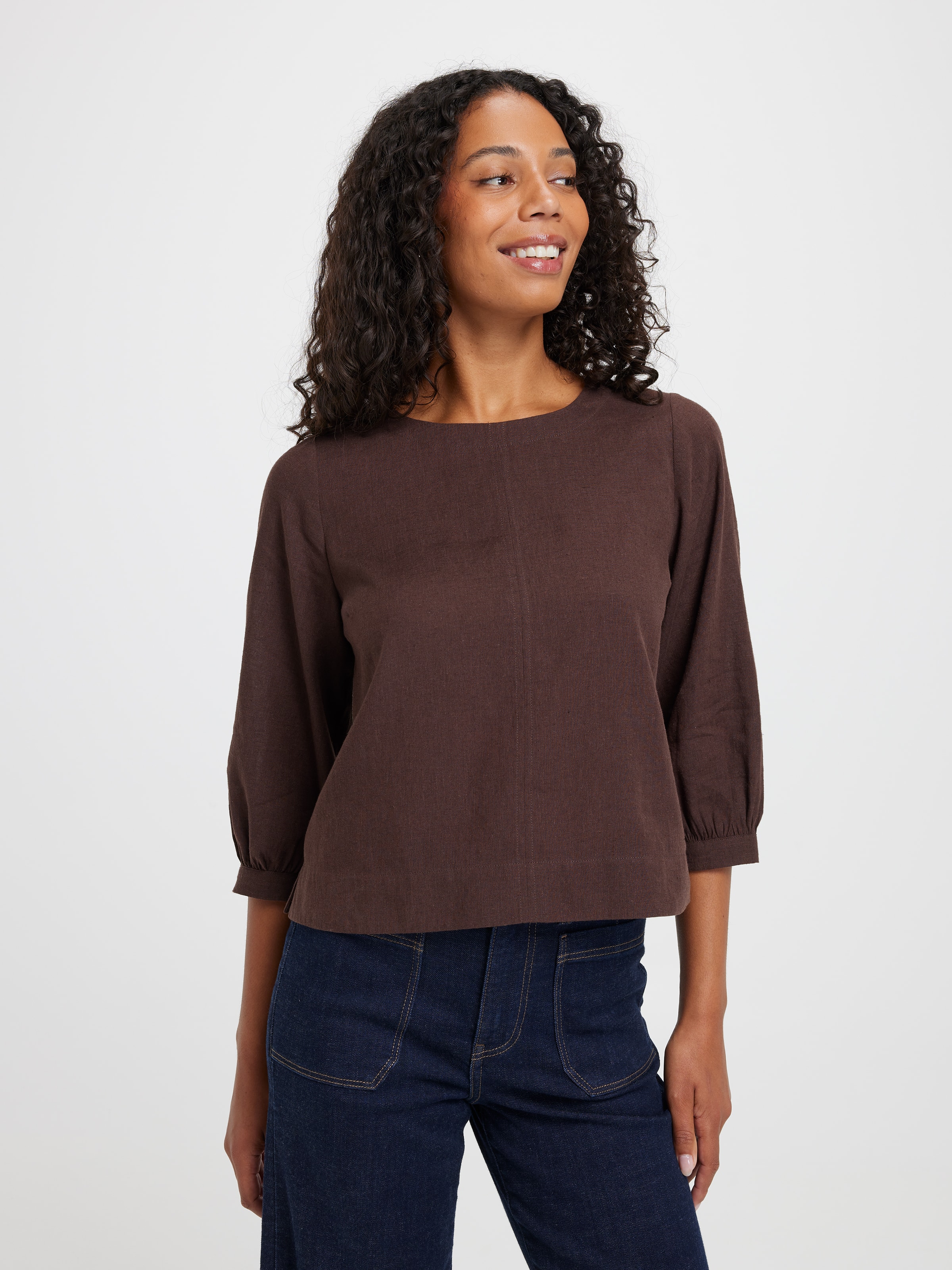 Libby 3/4 Sleeve Linen Blend Blouse